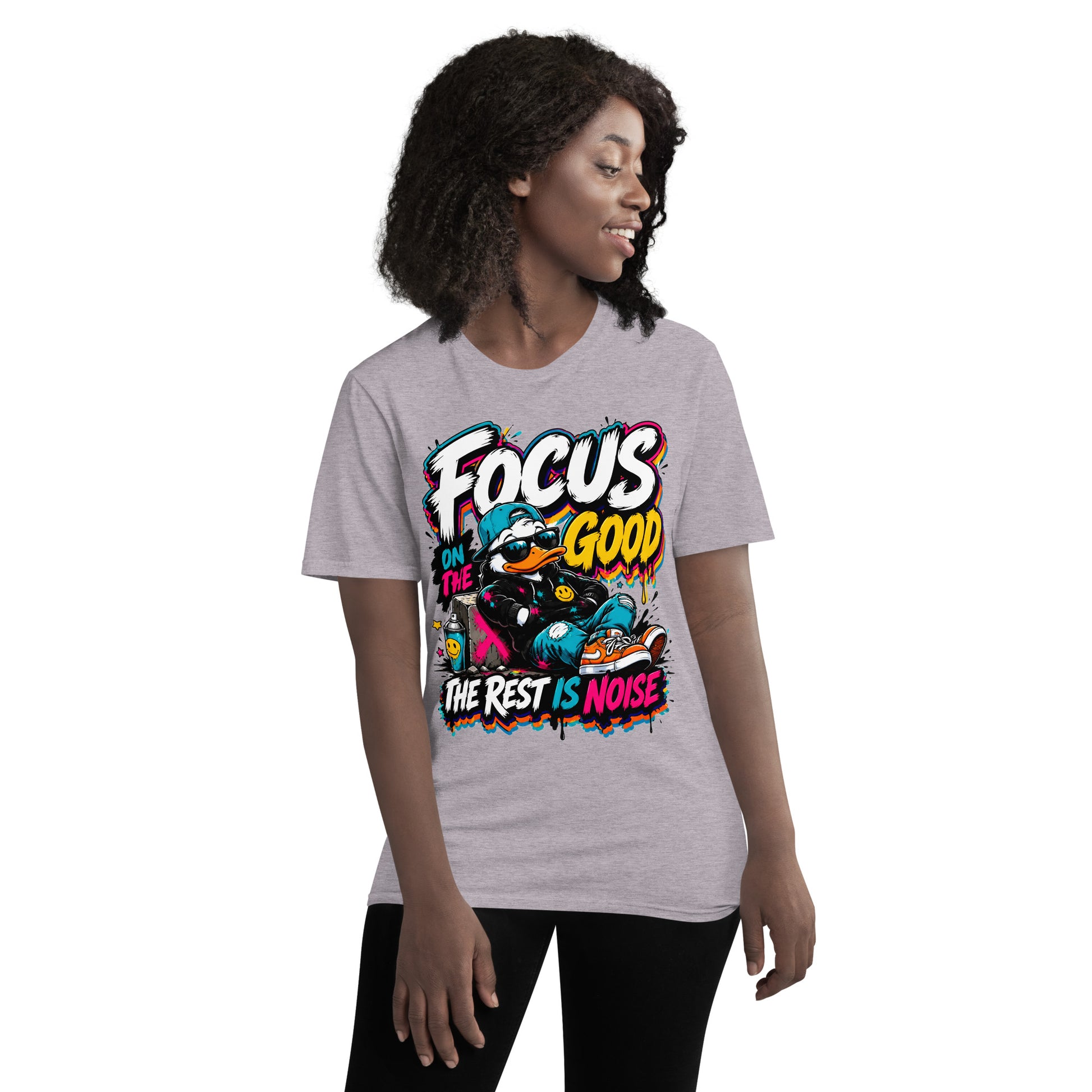 Short-Sleeve T-Shirt - Elite Streetwear Duck Focus On The Good - Premium Radical Graffiti Art Design by printfluence.net