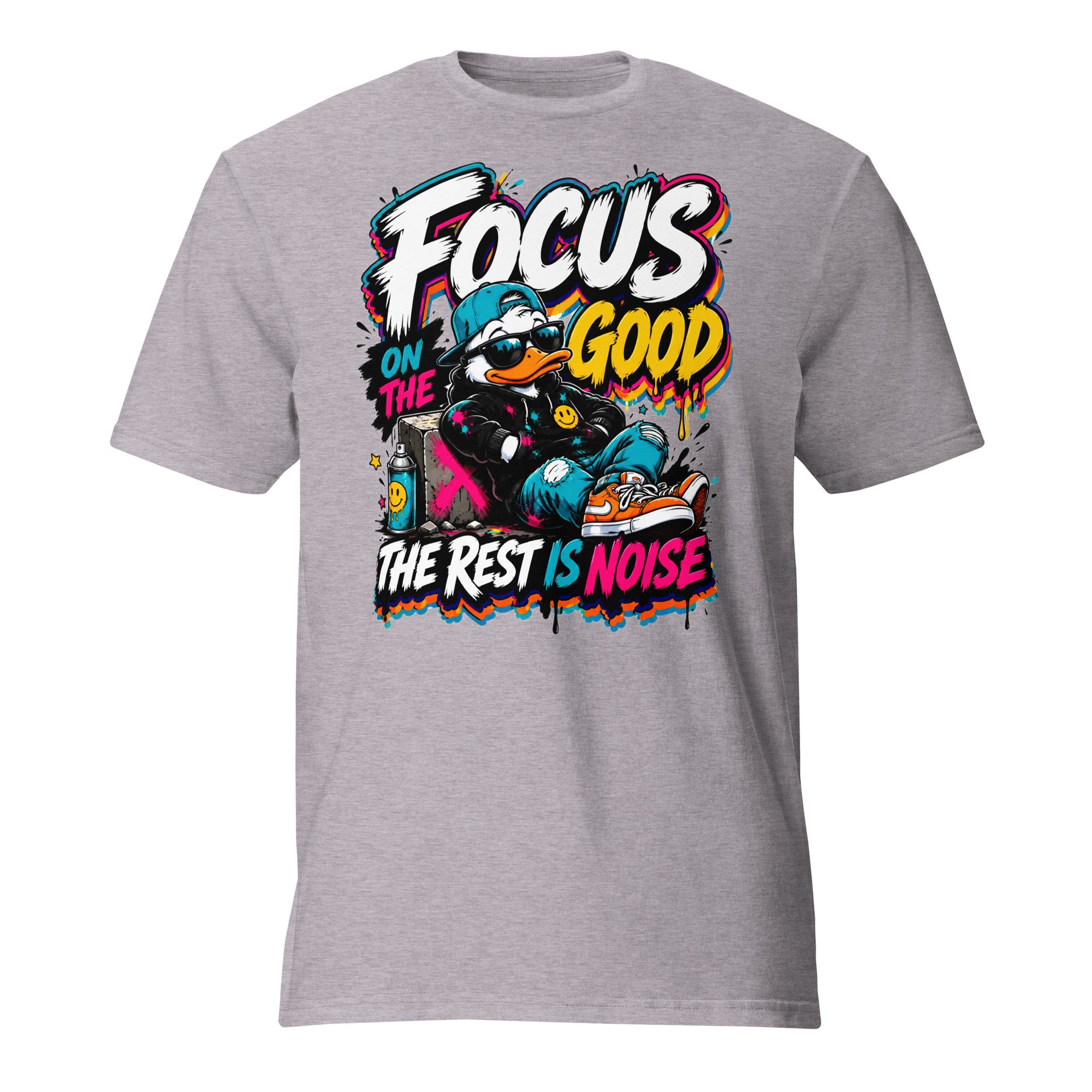 Short-Sleeve T-Shirt - Elite Streetwear Duck Focus On The Good - Premium Radical Graffiti Art Design by printfluence.net