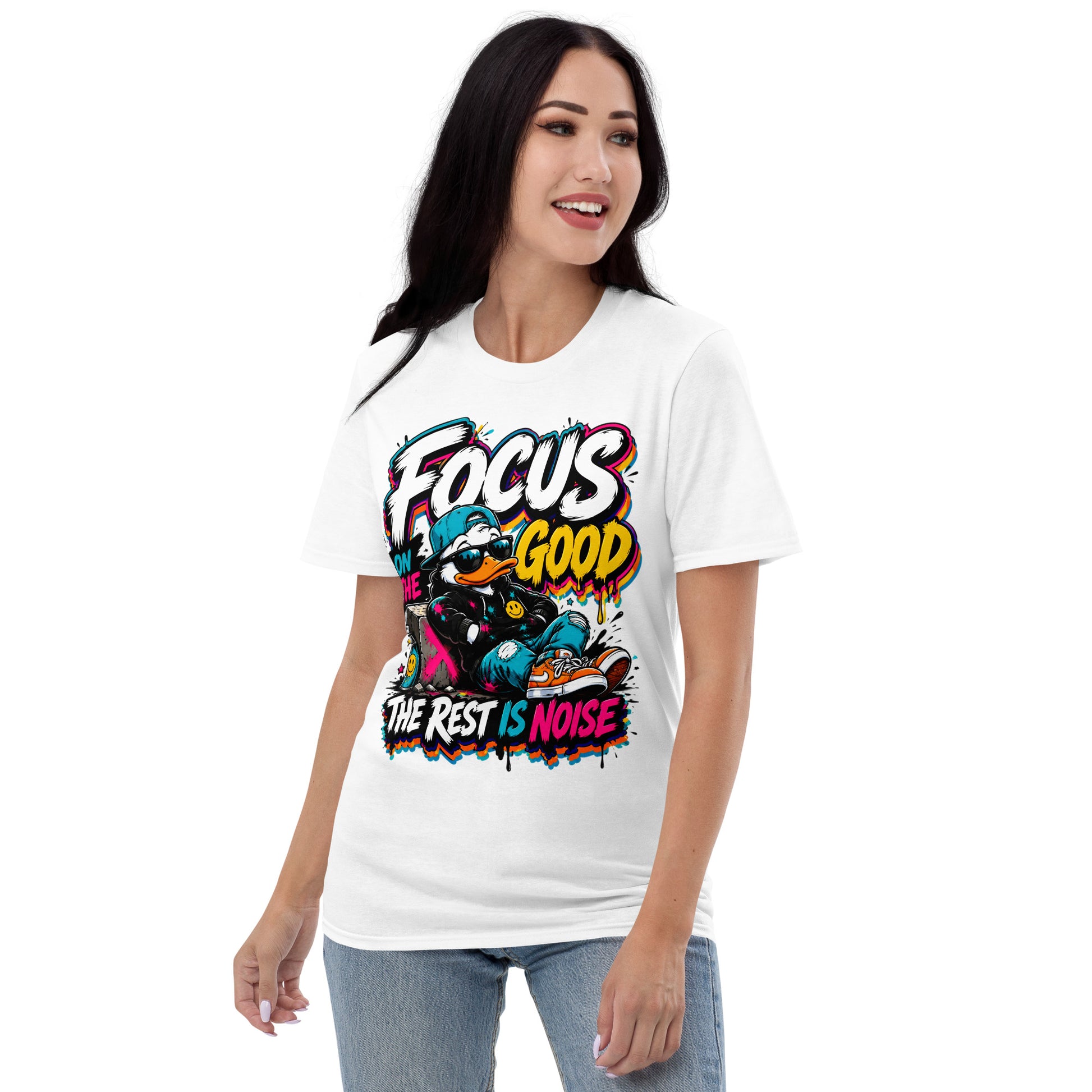 Short-Sleeve T-Shirt - Elite Streetwear Duck Focus On The Good - Premium Radical Graffiti Art Design by printfluence.net