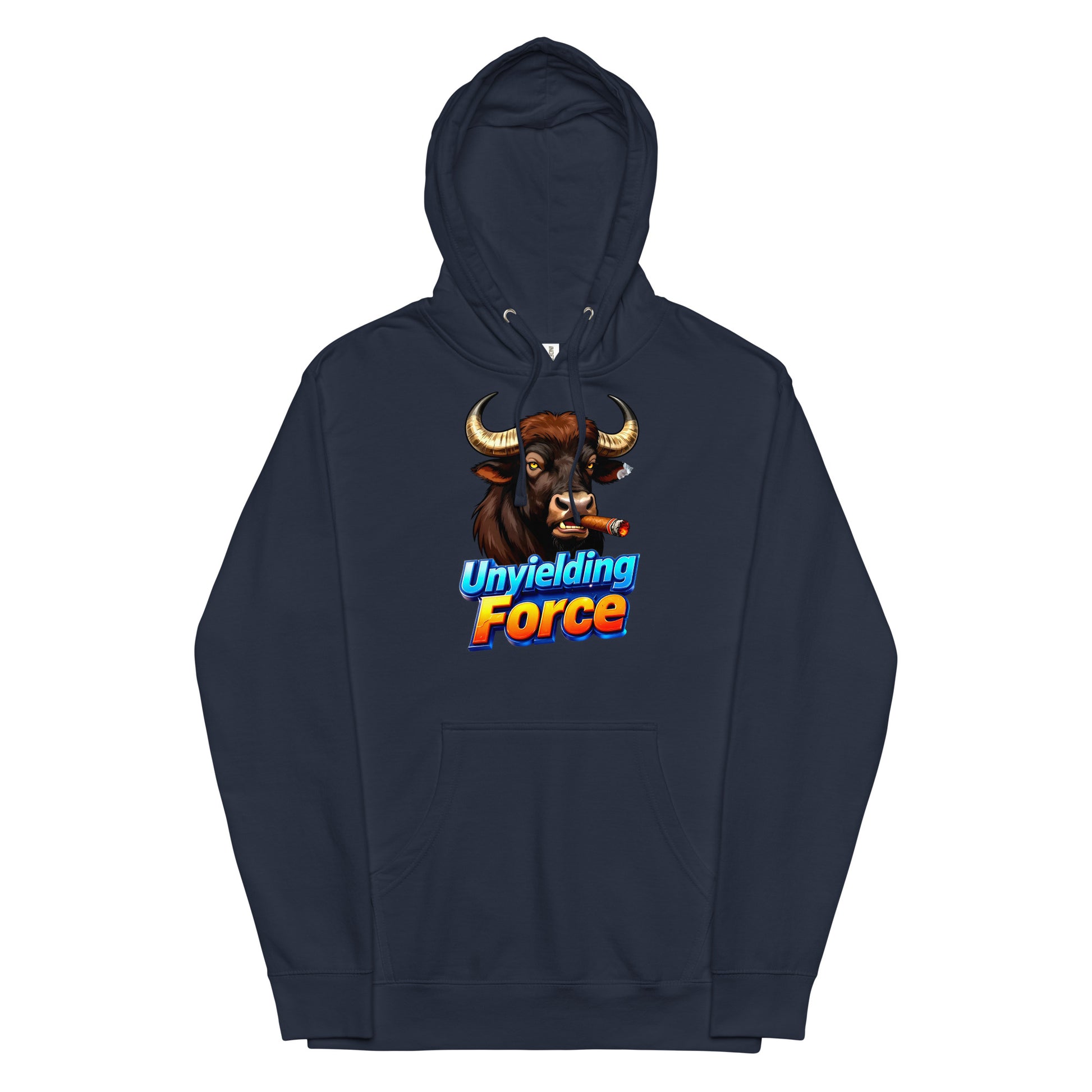 Unisex midweight hoodie - Unyielding Force Bull Hoodie – Alpha Power Unisex Midweight by printfluence.net