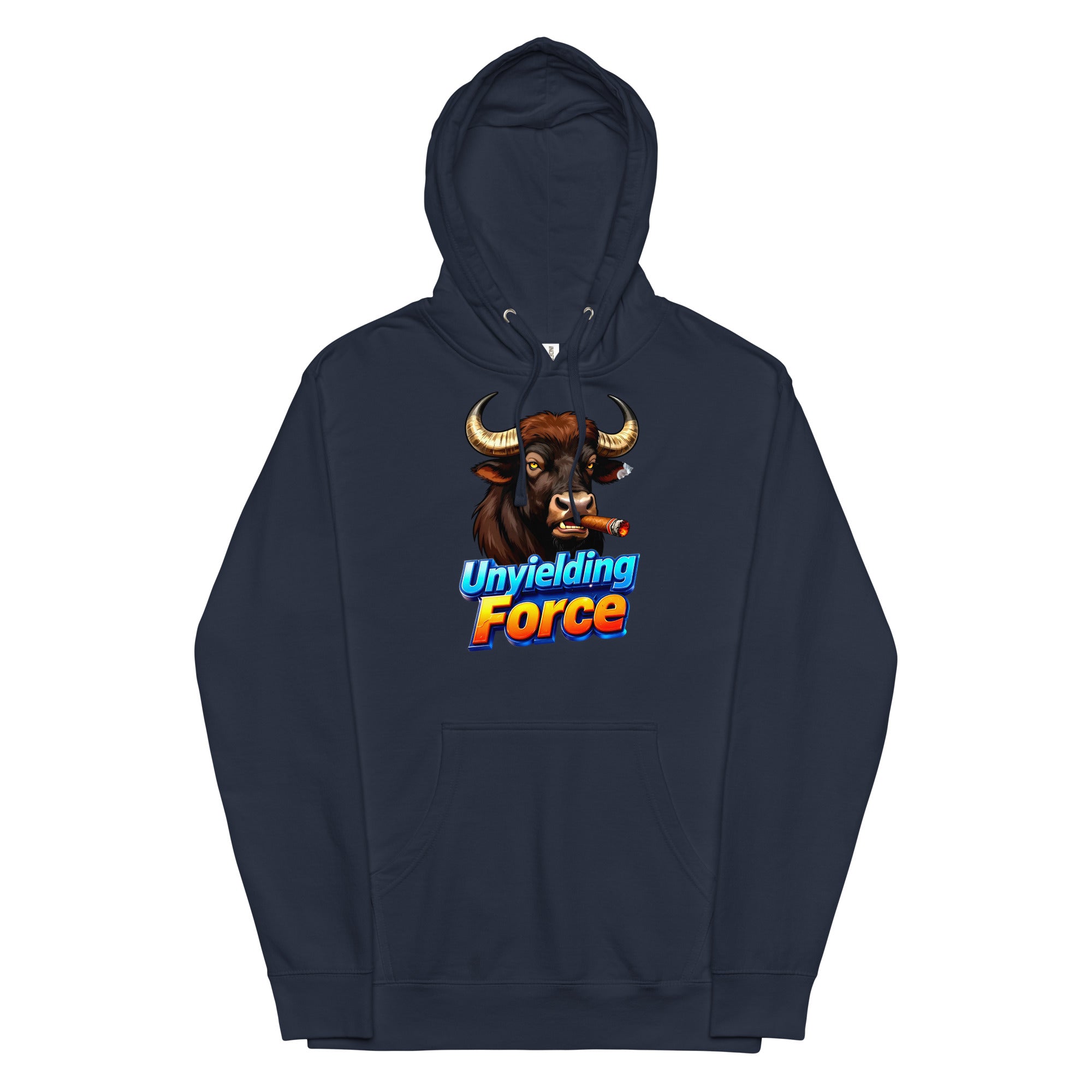Unisex midweight hoodie - Unyielding Force Bull Hoodie – Alpha Power Unisex Midweight by printfluence.net