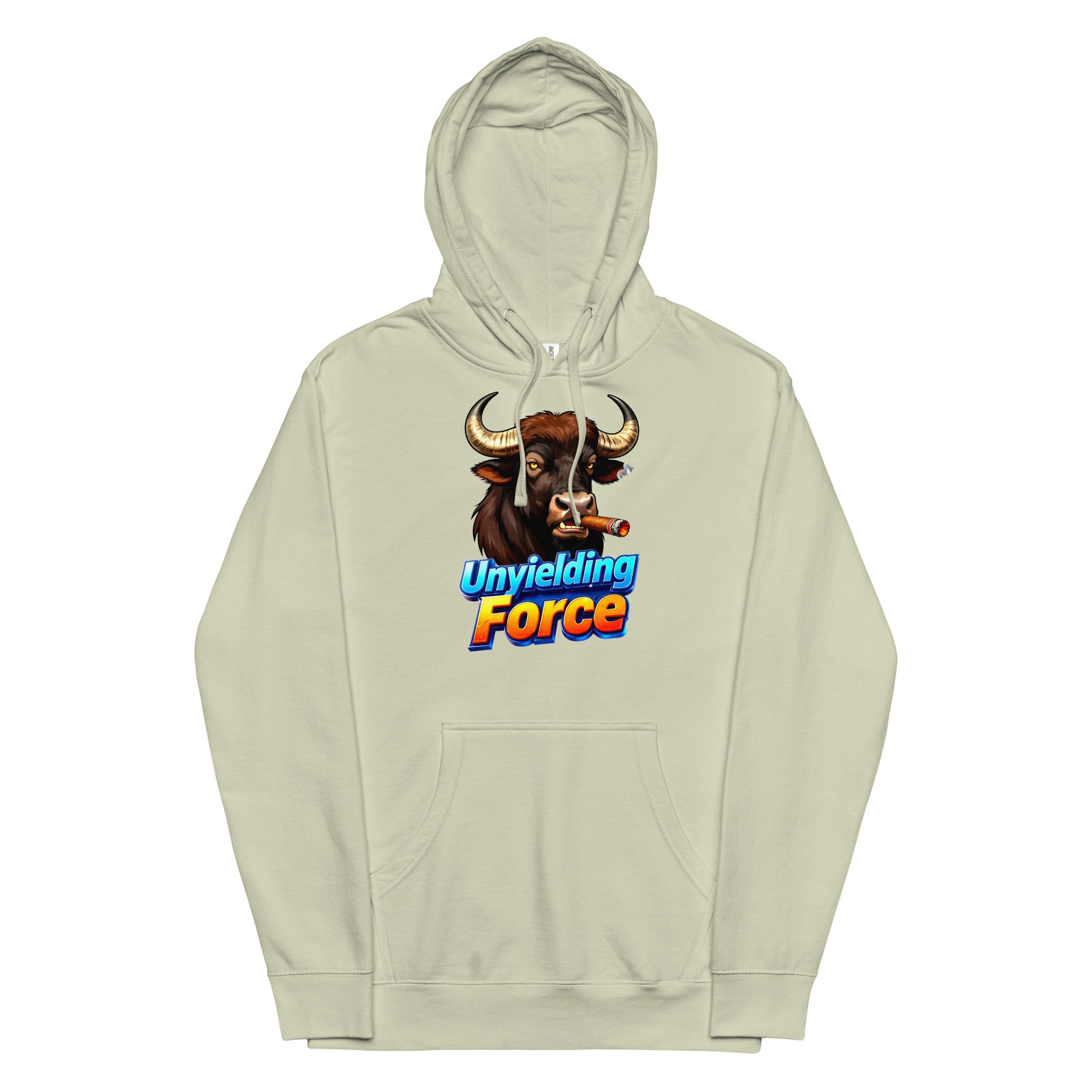 Unisex midweight hoodie - Unyielding Force Bull Hoodie – Alpha Power Unisex Midweight by printfluence.net