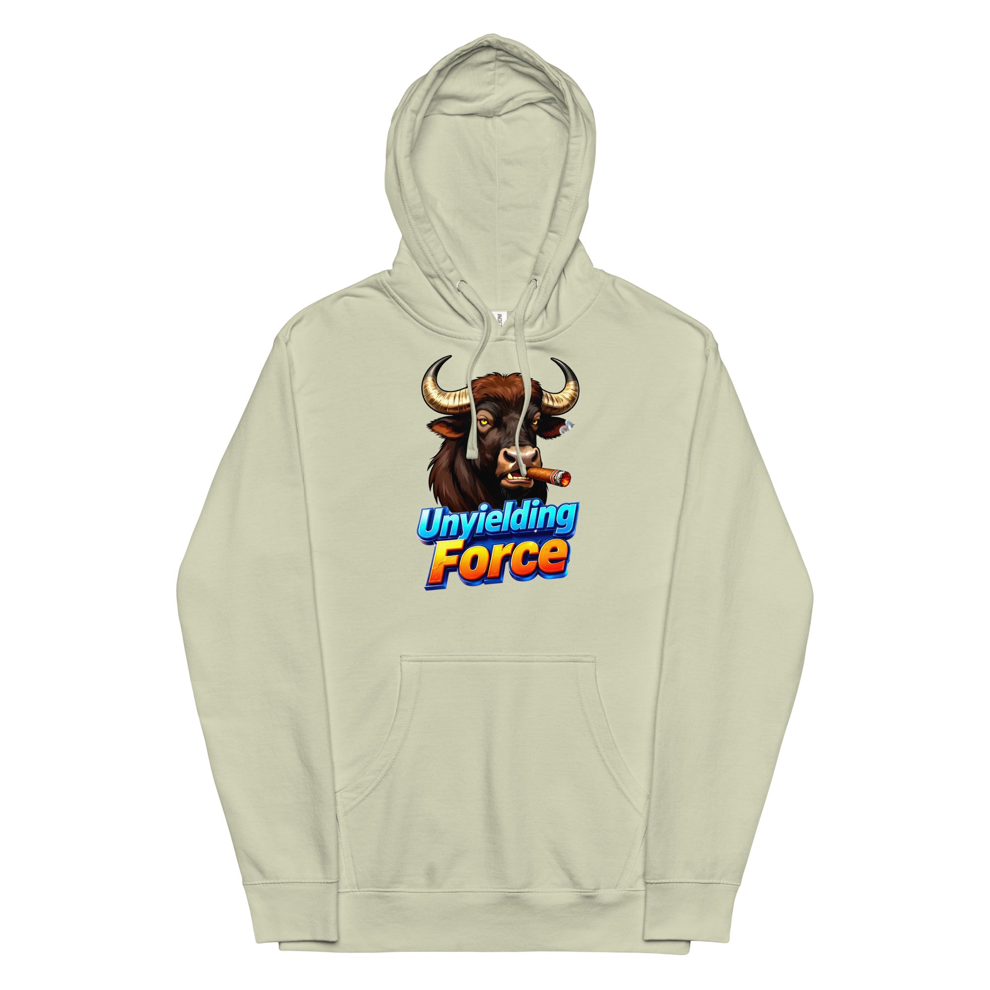 Unisex midweight hoodie - Unyielding Force Bull Hoodie – Alpha Power Unisex Midweight by printfluence.net