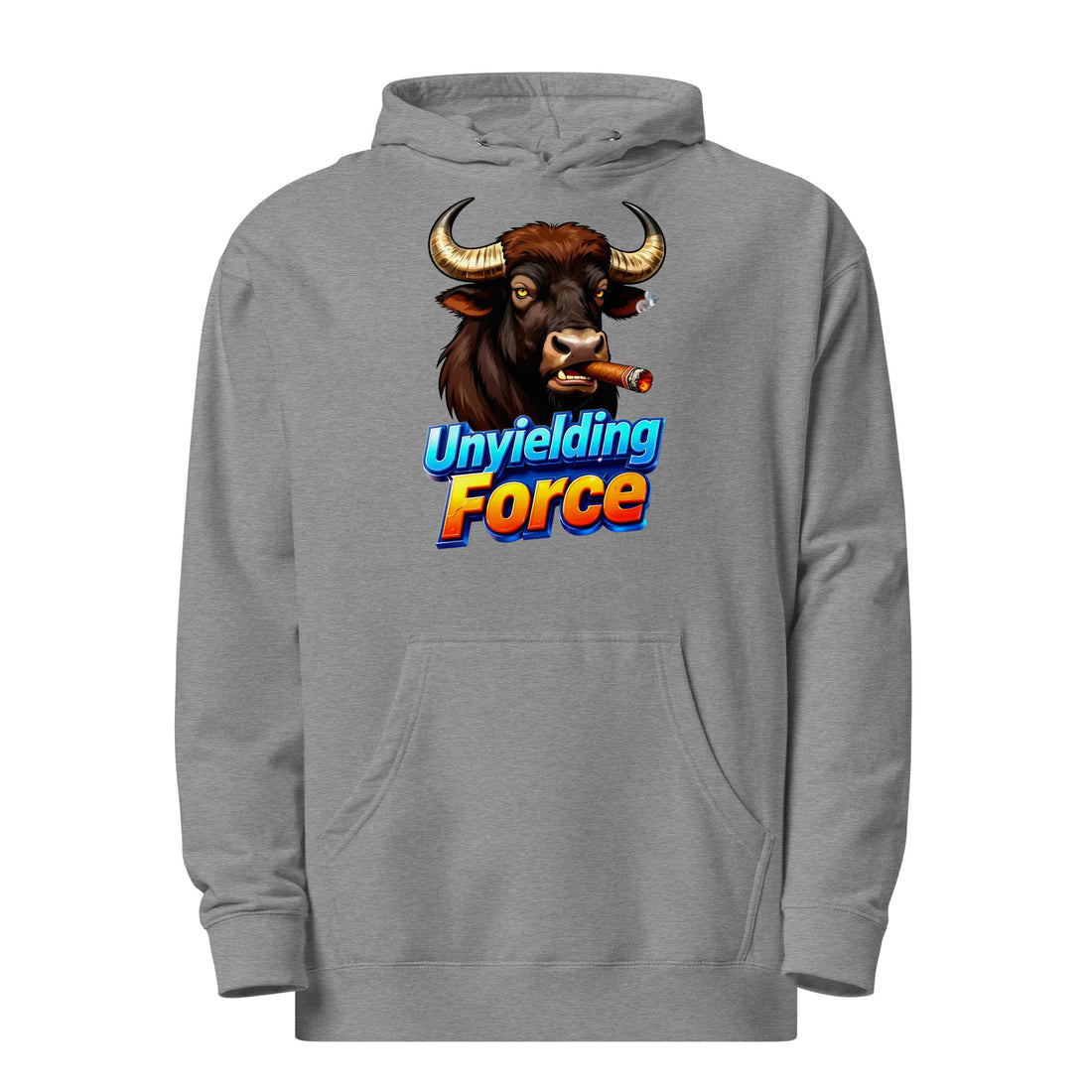 Unisex midweight hoodie - Unyielding Force Bull Hoodie – Alpha Power Unisex Midweight by printfluence.net