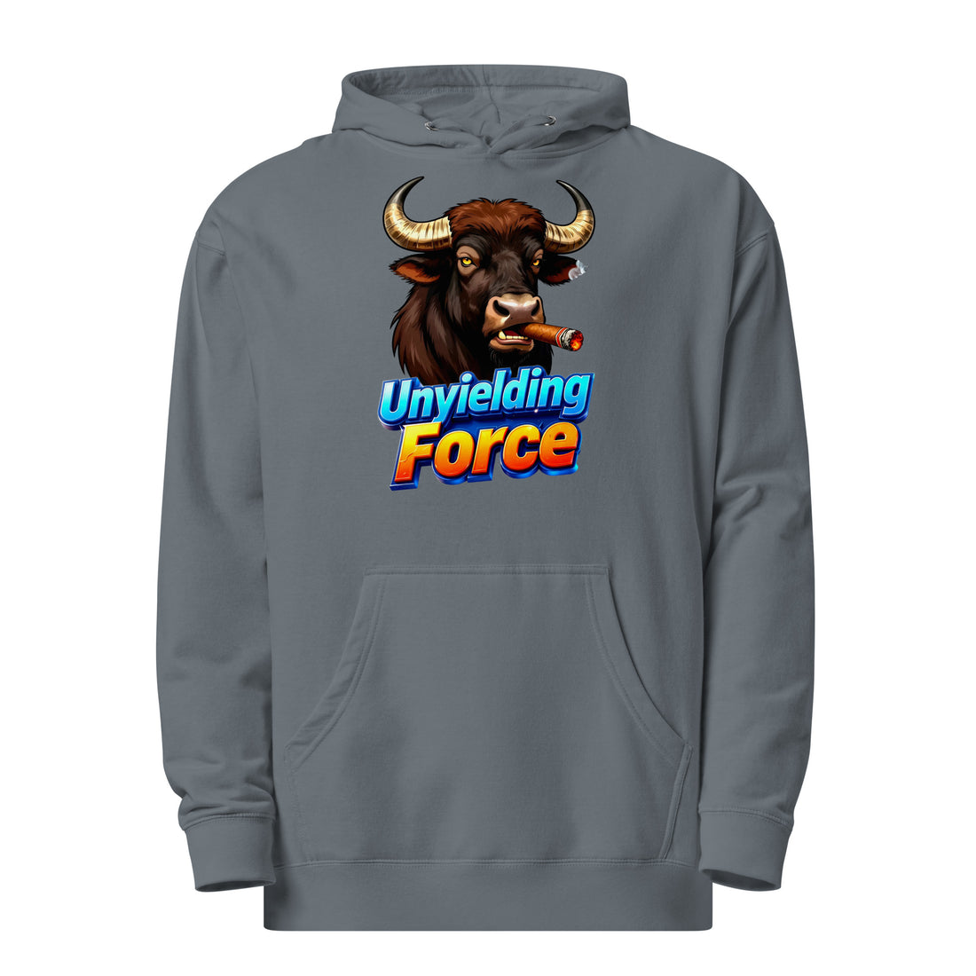 Unisex midweight hoodie - Unyielding Force Bull Hoodie – Alpha Power Unisex Midweight by printfluence.net