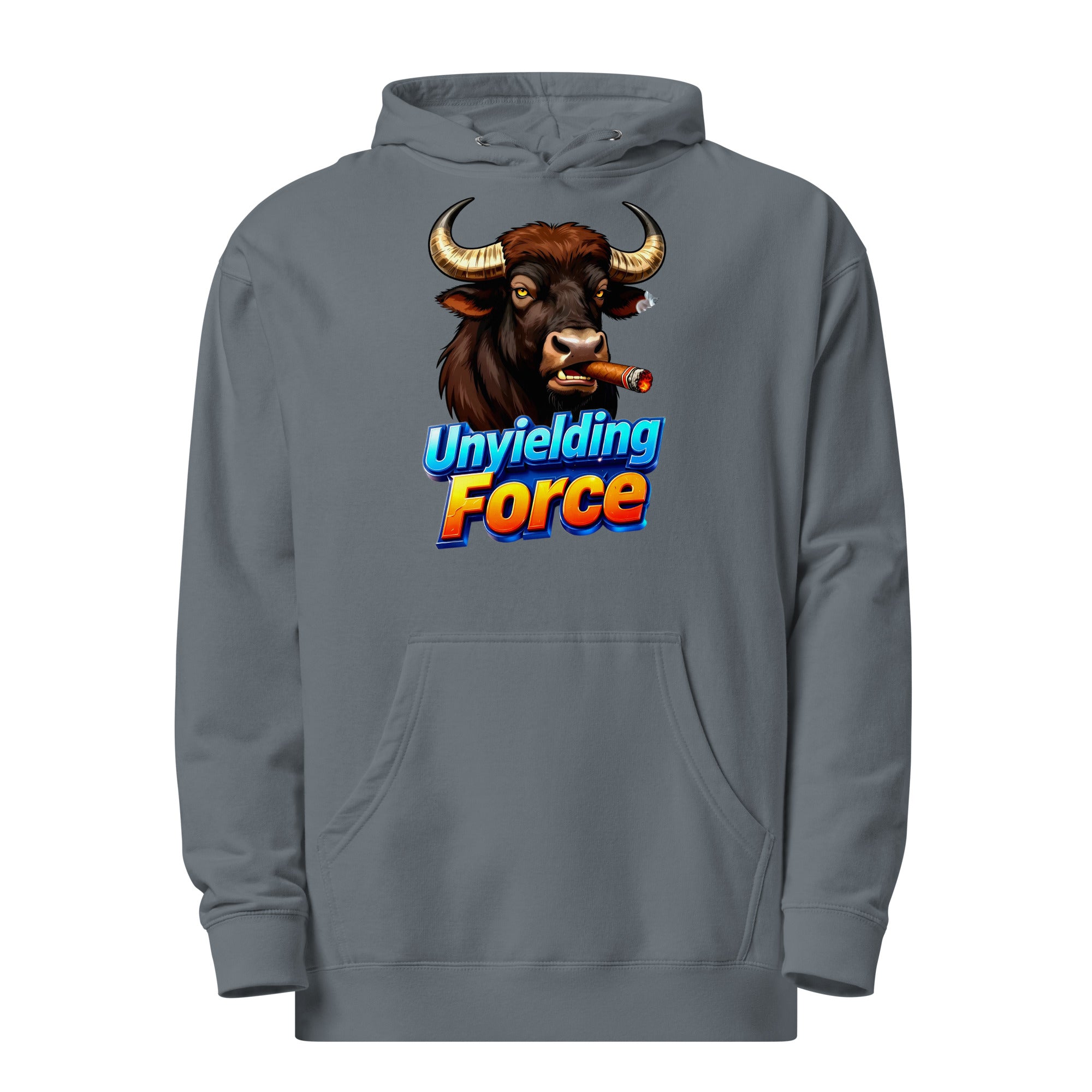 Unisex midweight hoodie - Unyielding Force Bull Hoodie – Alpha Power Unisex Midweight by printfluence.net