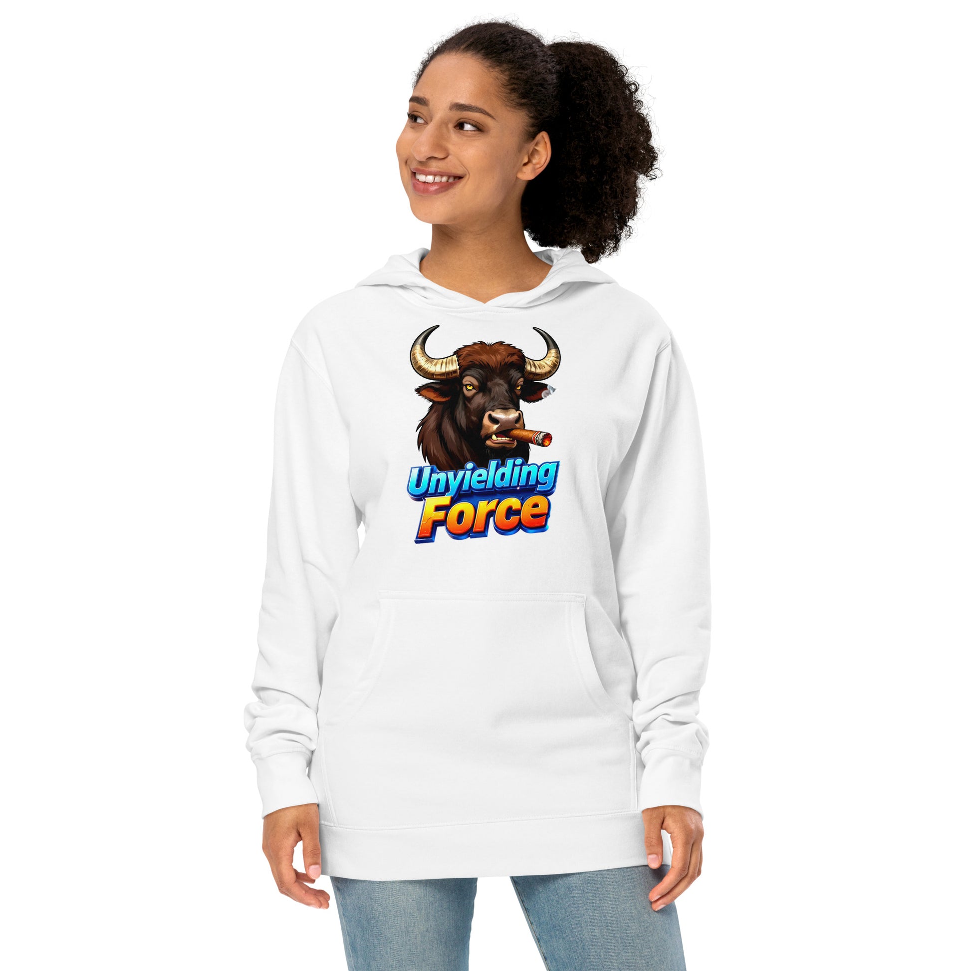 Unisex midweight hoodie - Unyielding Force Bull Hoodie – Alpha Power Unisex Midweight by printfluence.net