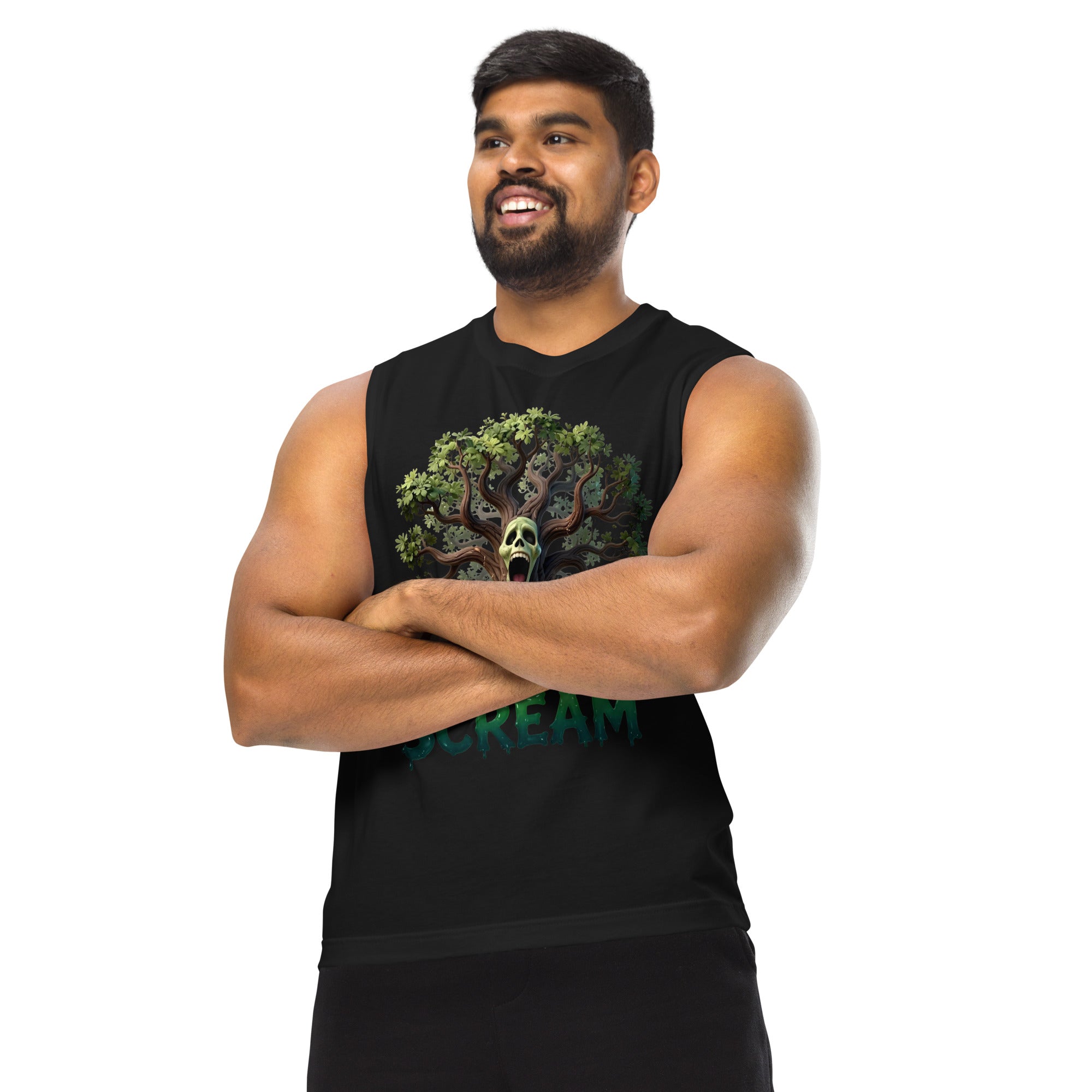 Muscle Shirt - Silent Scream Horror Tree Muscle Tank – Elite Edge for Visionary Leaders by printfluence.net