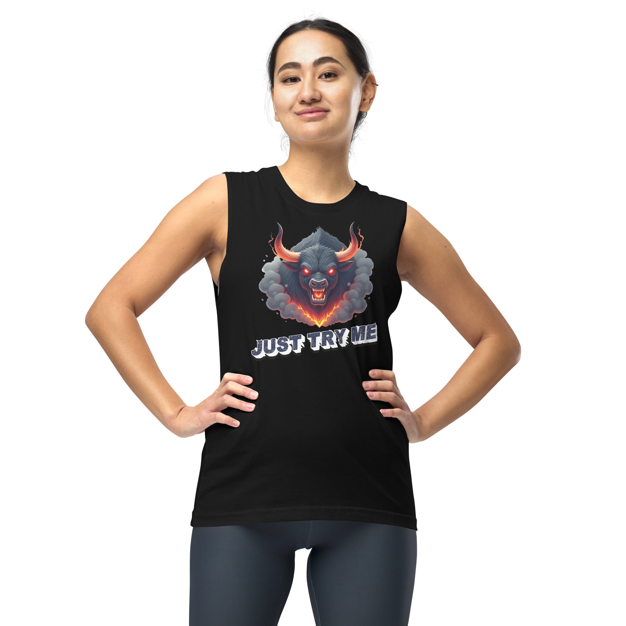 Muscle Shirt - Just Try Me Bull Muscle Tank – Fearless Power for Elite Warriors by printfluence.net