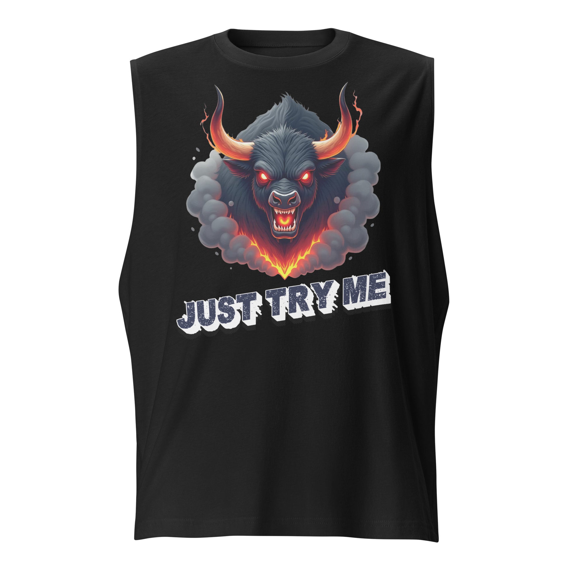 Muscle Shirt - Just Try Me Bull Muscle Tank – Fearless Power for Elite Warriors by printfluence.net
