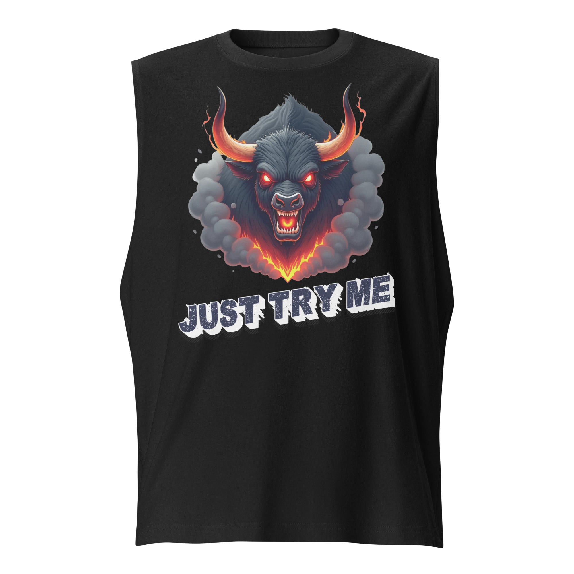 Muscle Shirt - Just Try Me Bull Muscle Tank – Fearless Power for Elite Warriors by printfluence.net