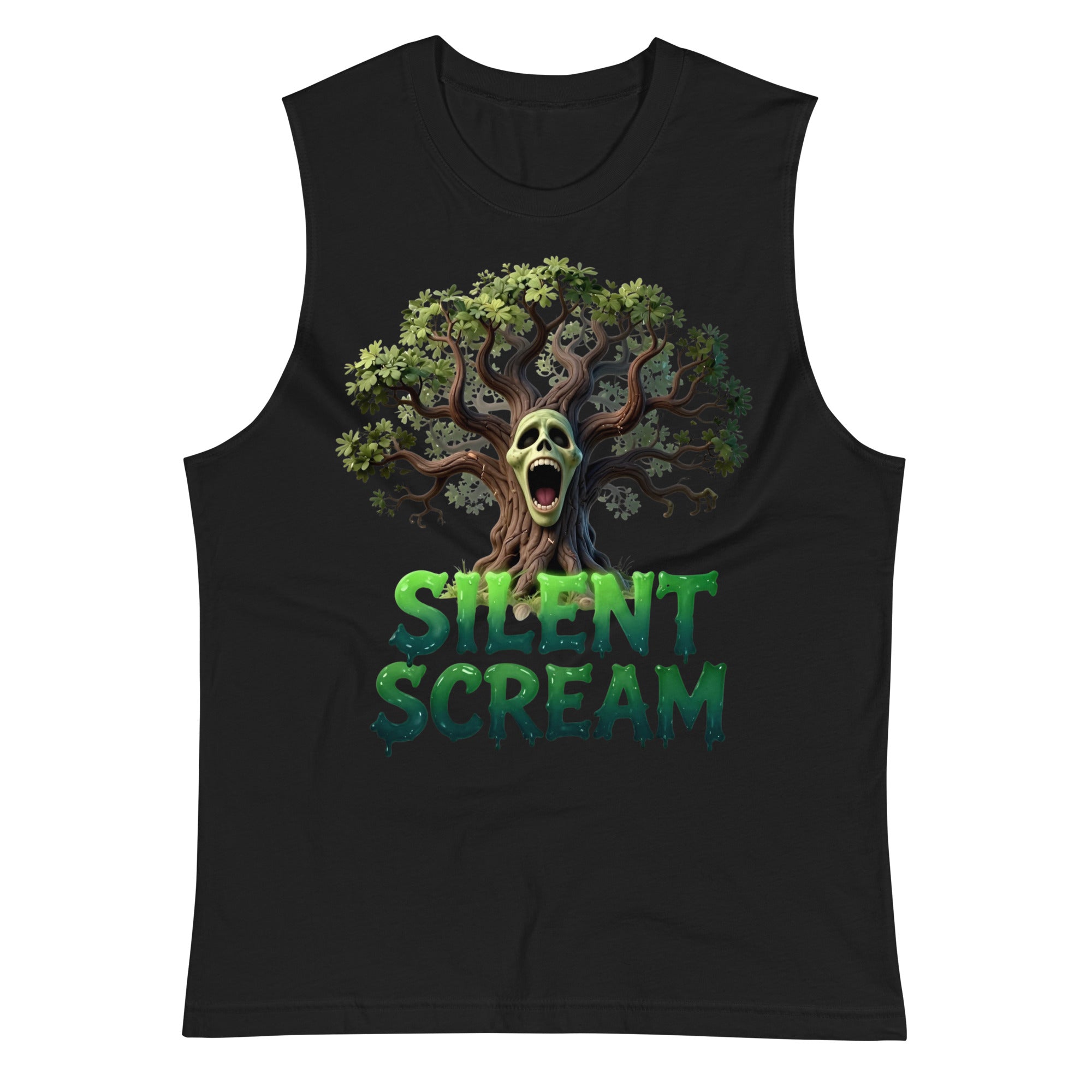Muscle Shirt - Silent Scream Horror Tree Muscle Tank – Elite Edge for Visionary Leaders by printfluence.net