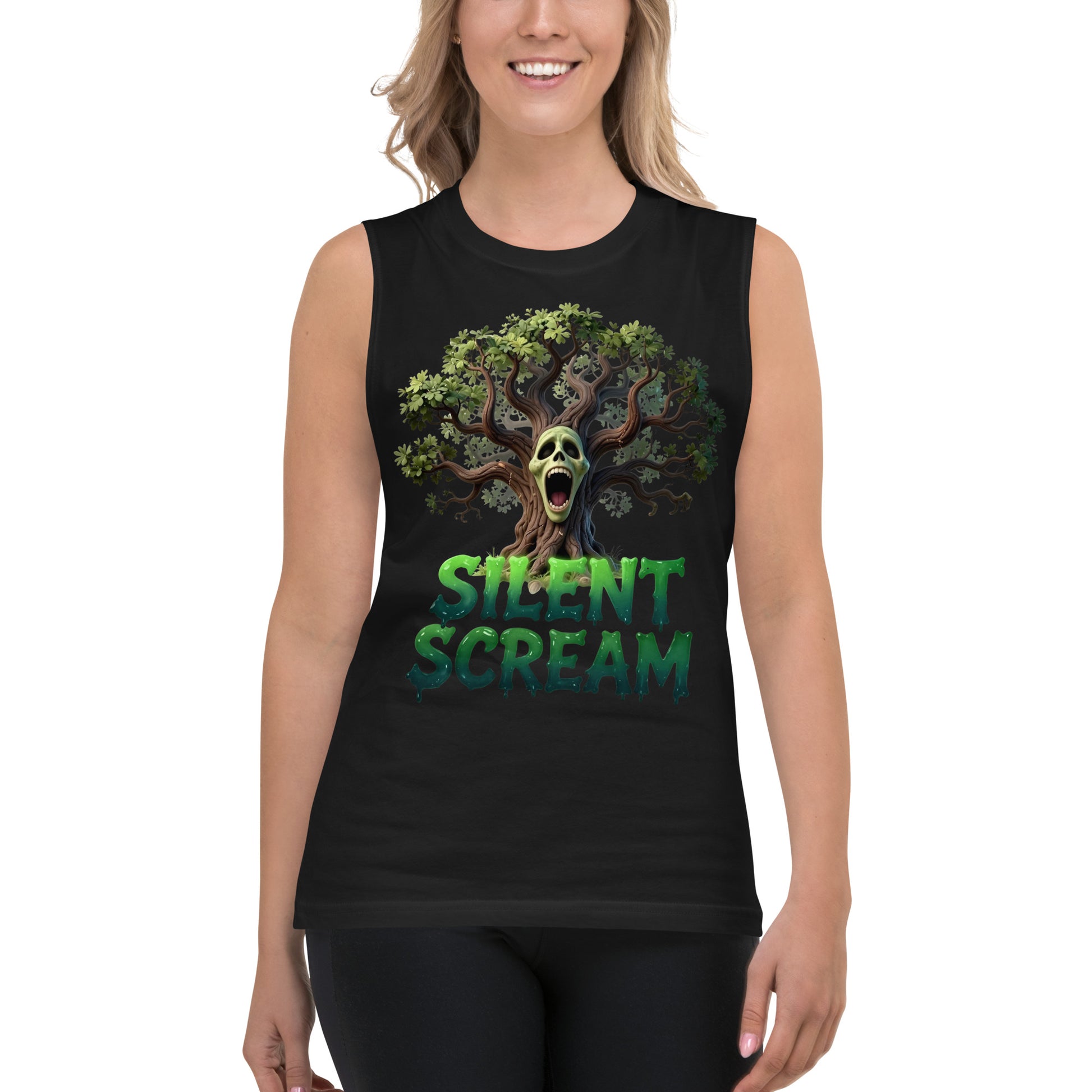 Muscle Shirt - Silent Scream Horror Tree Muscle Tank – Elite Edge for Visionary Leaders by printfluence.net