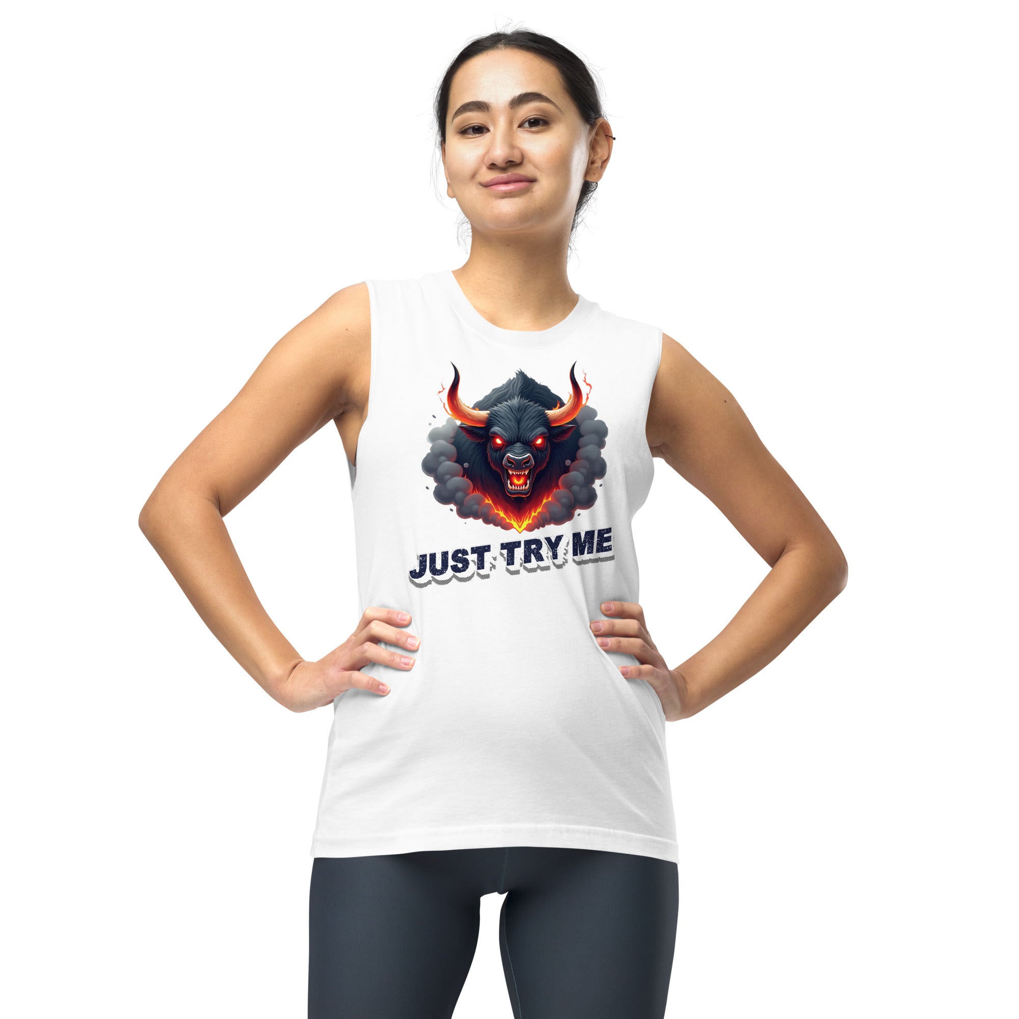 Muscle Shirt - Just Try Me Bull Muscle Tank – Fearless Power for Elite Warriors by printfluence.net
