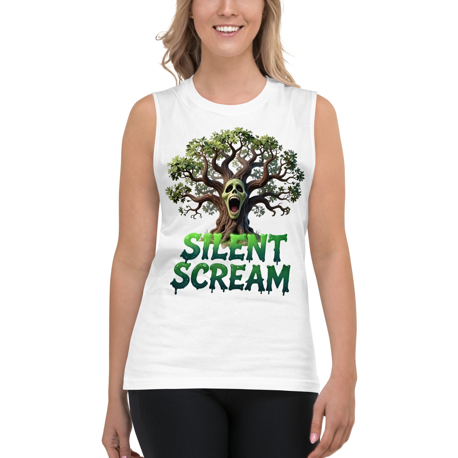 Muscle Shirt - Silent Scream Horror Tree Muscle Tank – Elite Edge for Visionary Leaders by printfluence.net
