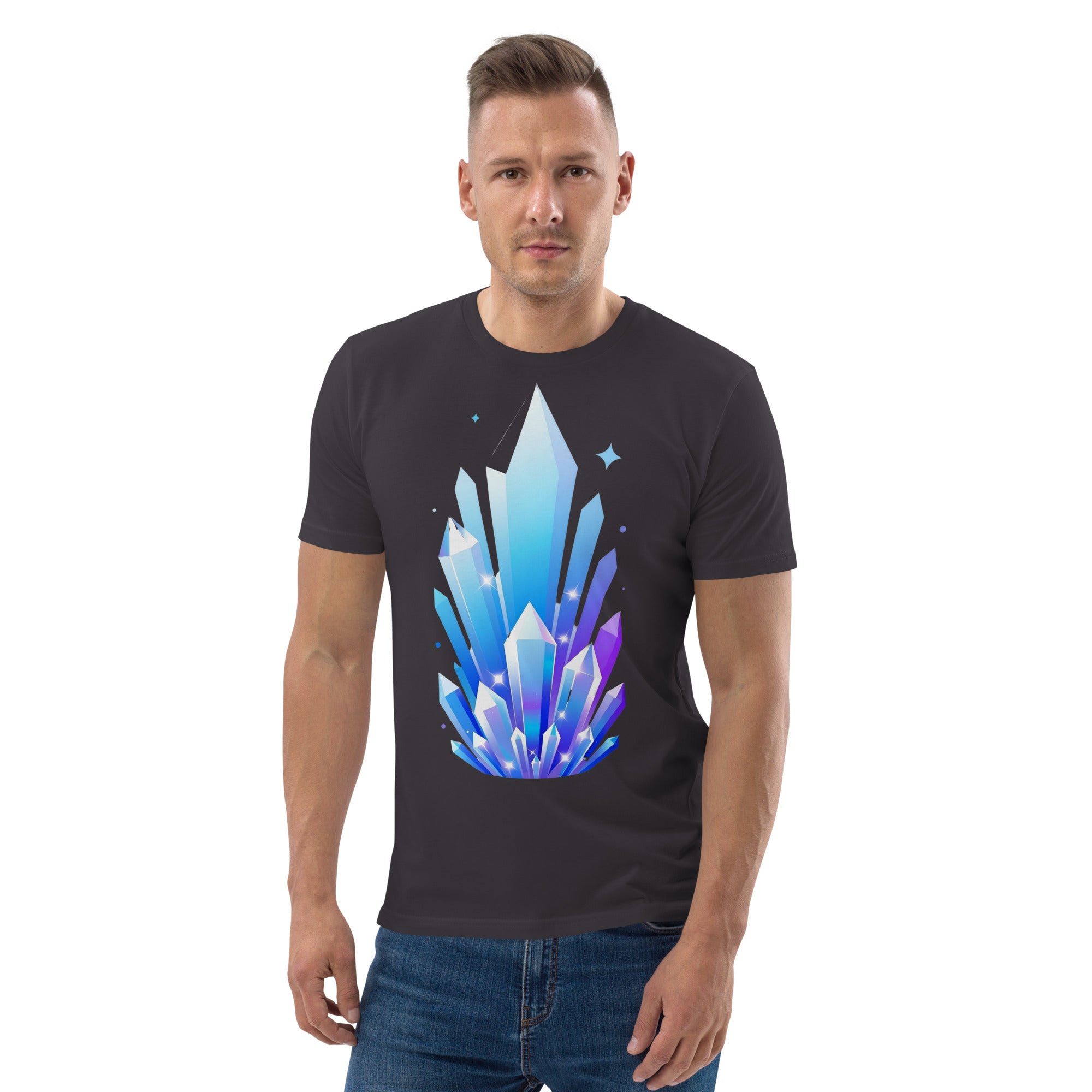 Unisex organic cotton t-shirt - Crystal Pillars Unisex Organic T-Shirt – Shiny Rising Crystals Graphic Tee by printfluence.net