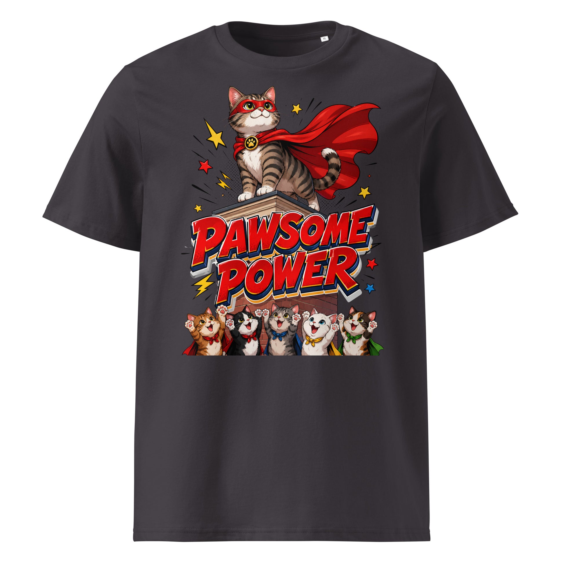 Unisex T-Shirt - Elite Pawsome Power Superhero Cat - Premium Luxury Retro Comic Design by printfluence.net