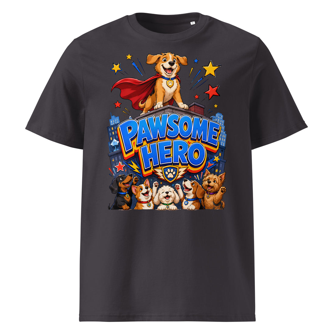 Elite Pawsome Hero - Premium Luxury Organic Cotton Dog Lovers T-Shirt by printfluence.net