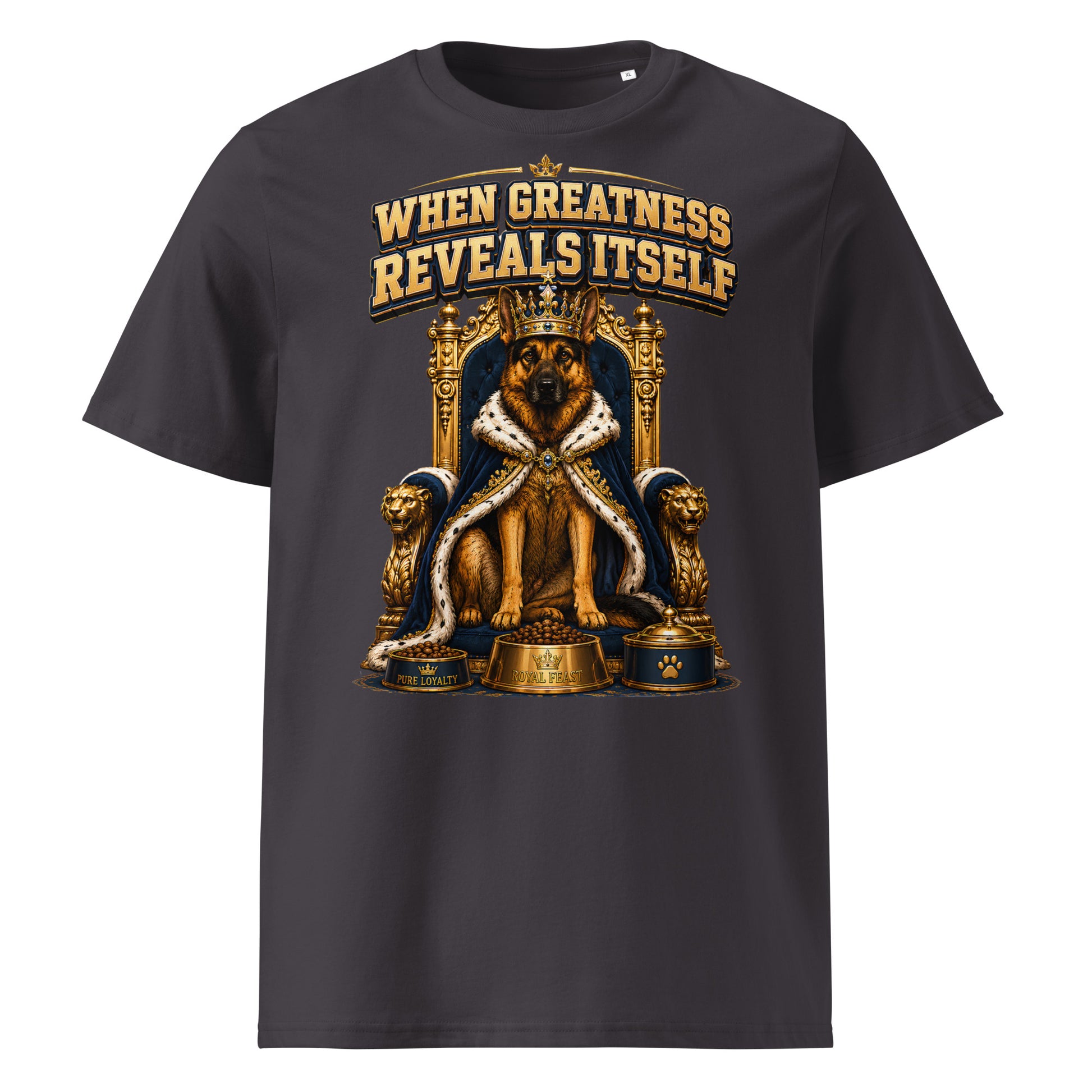 German Shepherd King Royal Greatness Organic Cotton T-Shirt by printfluence.net