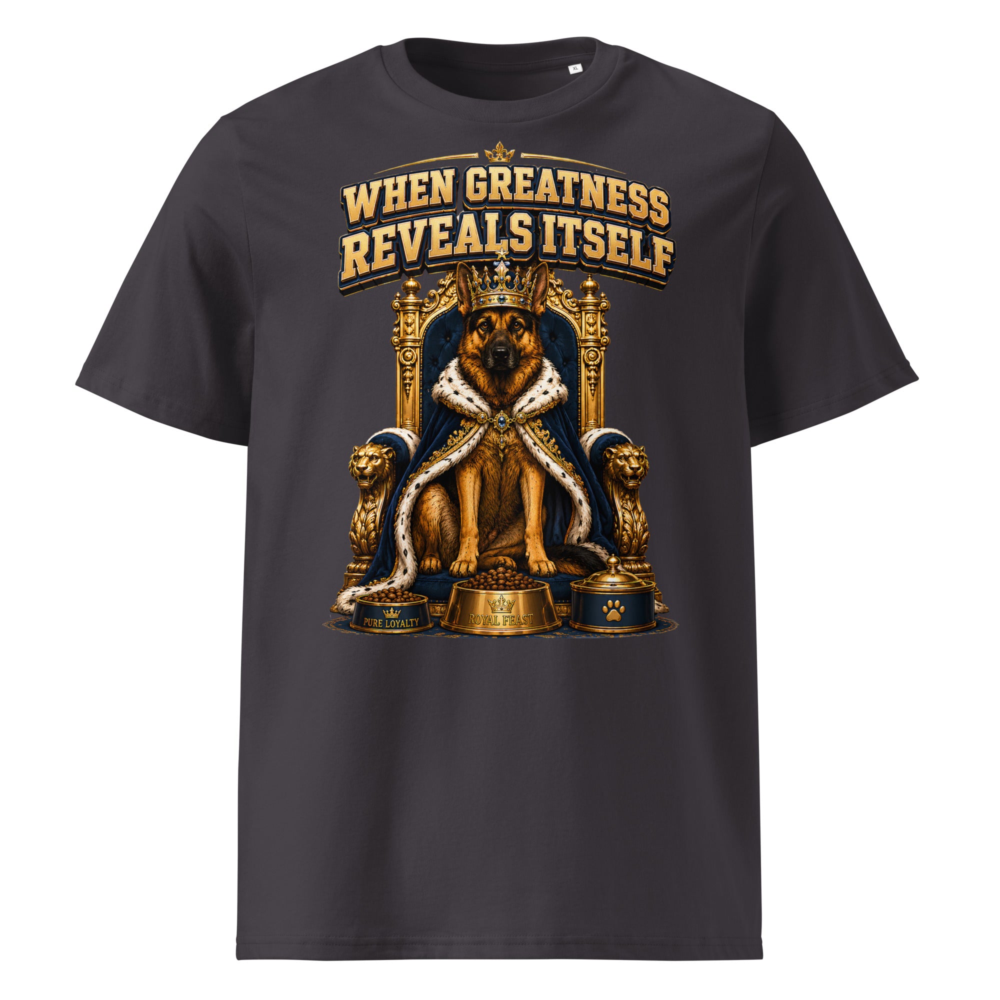 German Shepherd King Royal Greatness Organic Cotton T-Shirt by printfluence.net