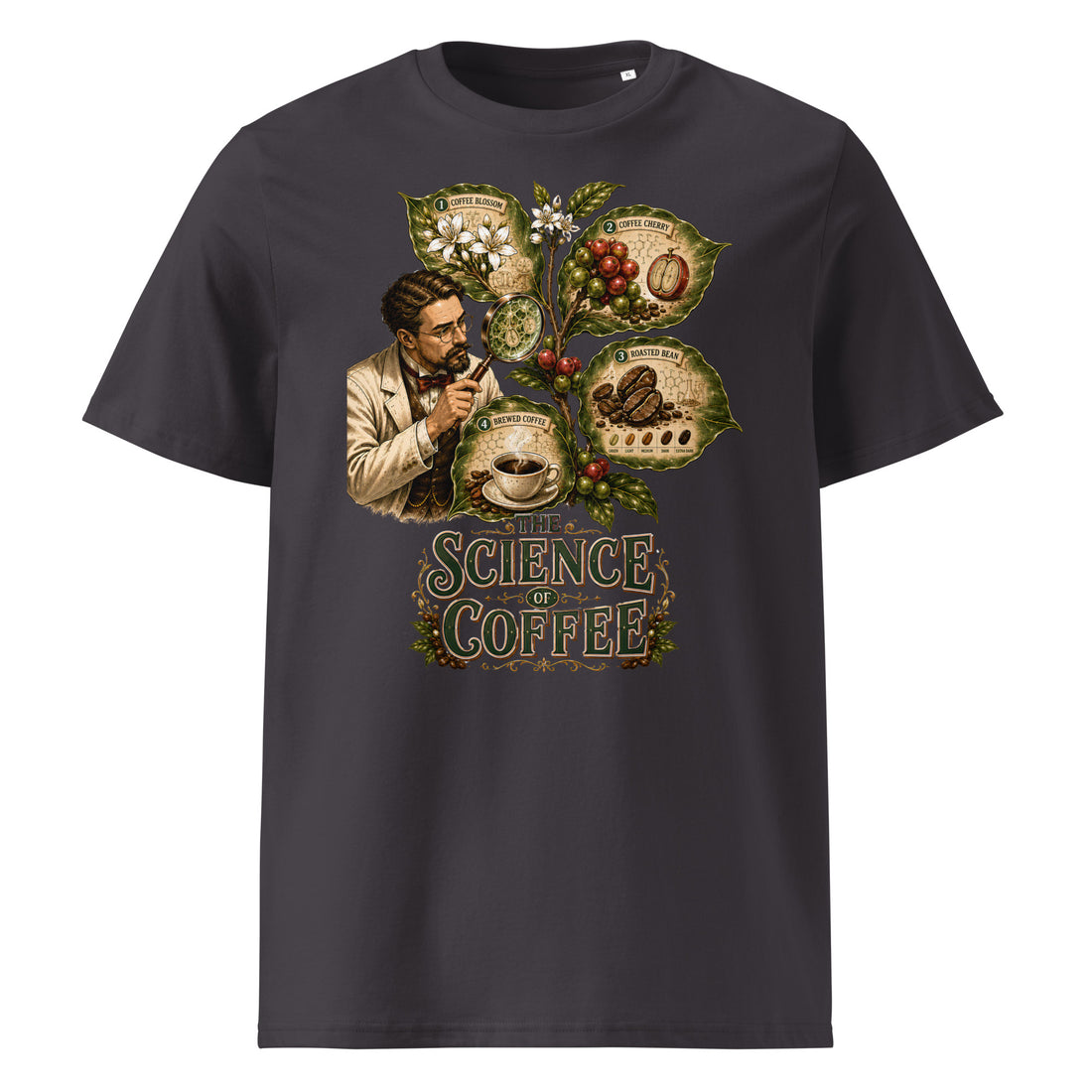 Coffee Lovers Unisex Organic Cotton T-shirt The Science of Coffee – Educational Botanical Graphic Tee by printfluence.net