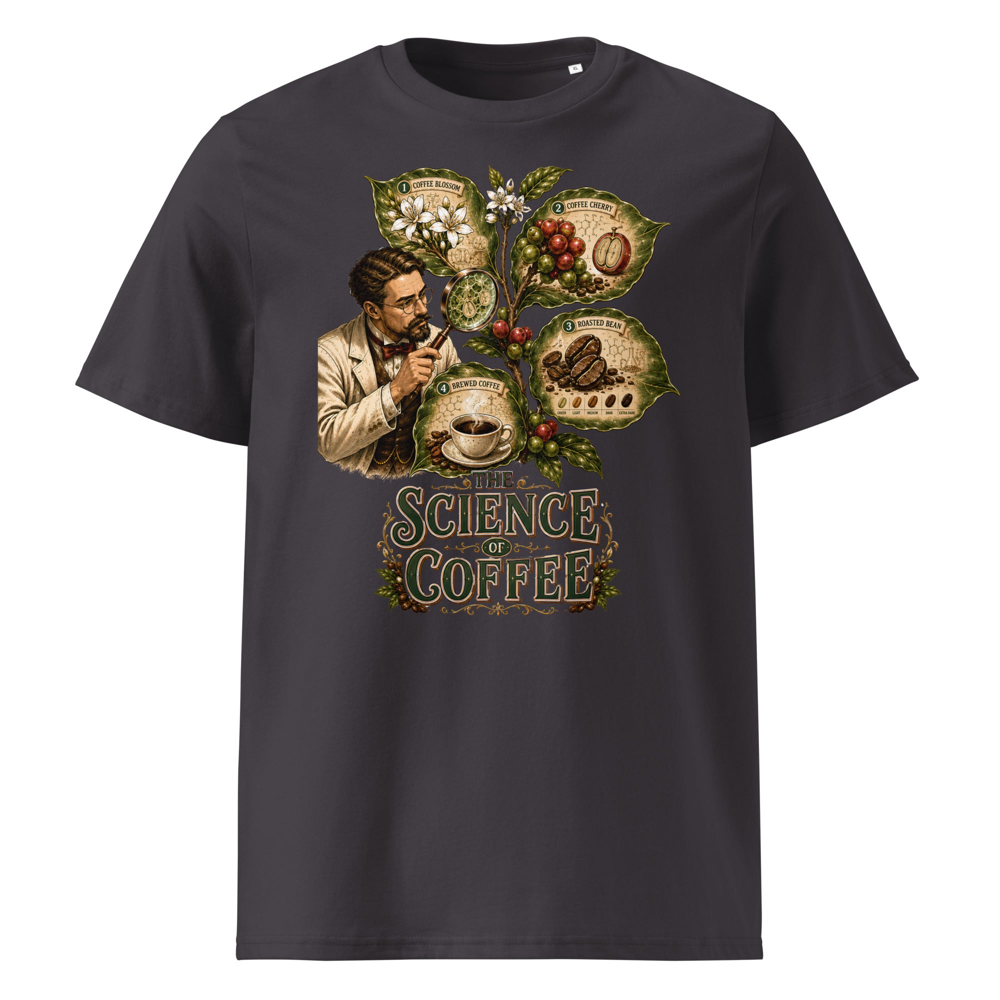 Coffee Lovers Unisex Organic Cotton T-shirt The Science of Coffee – Educational Botanical Graphic Tee by printfluence.net