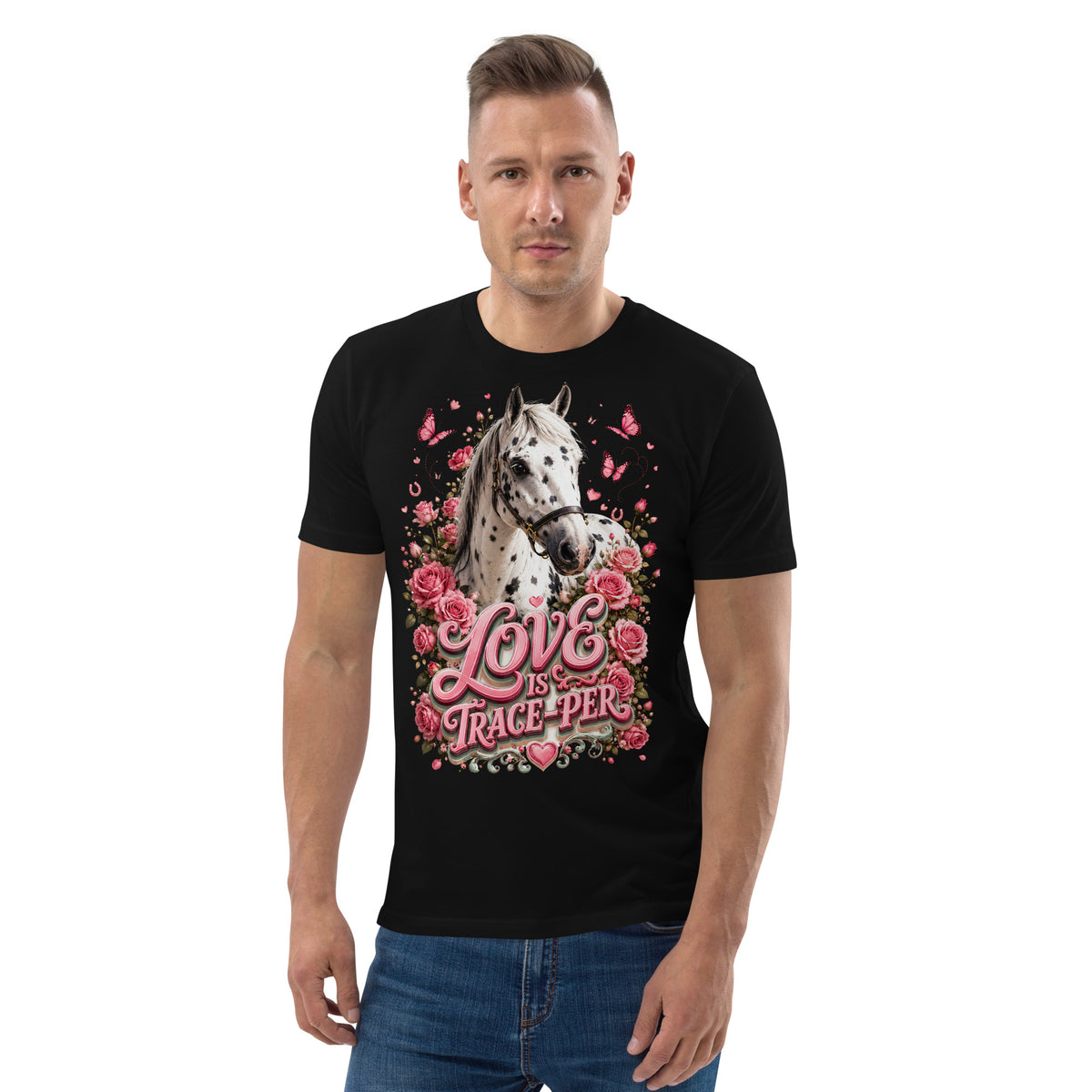 Horse Lovers: Appaloosa Floral Heart - Organic Cotton Tee by printfluence.net