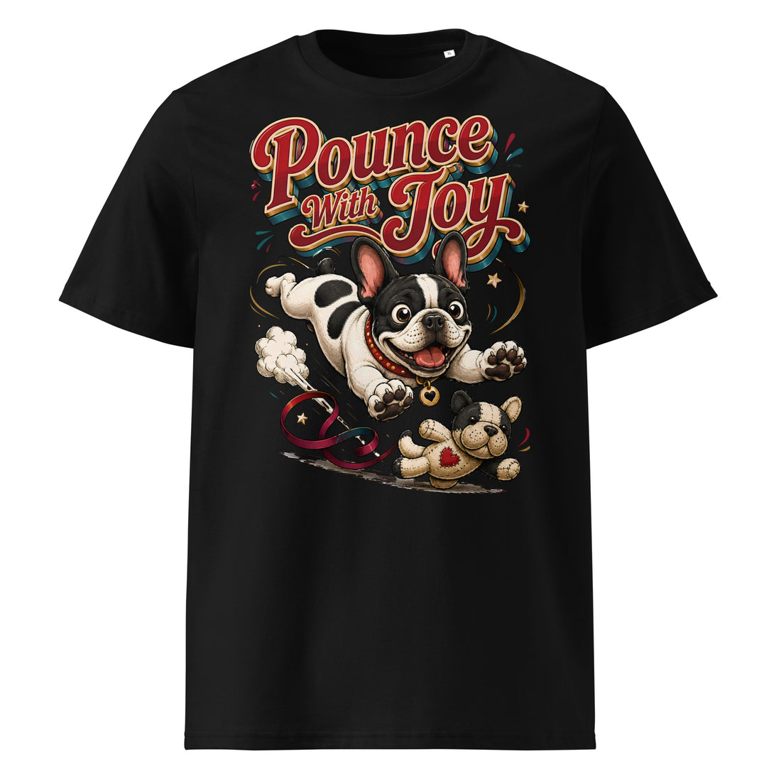 French Bulldog Pounce With Joy Organic Retro T-Shirt by printfluence.net