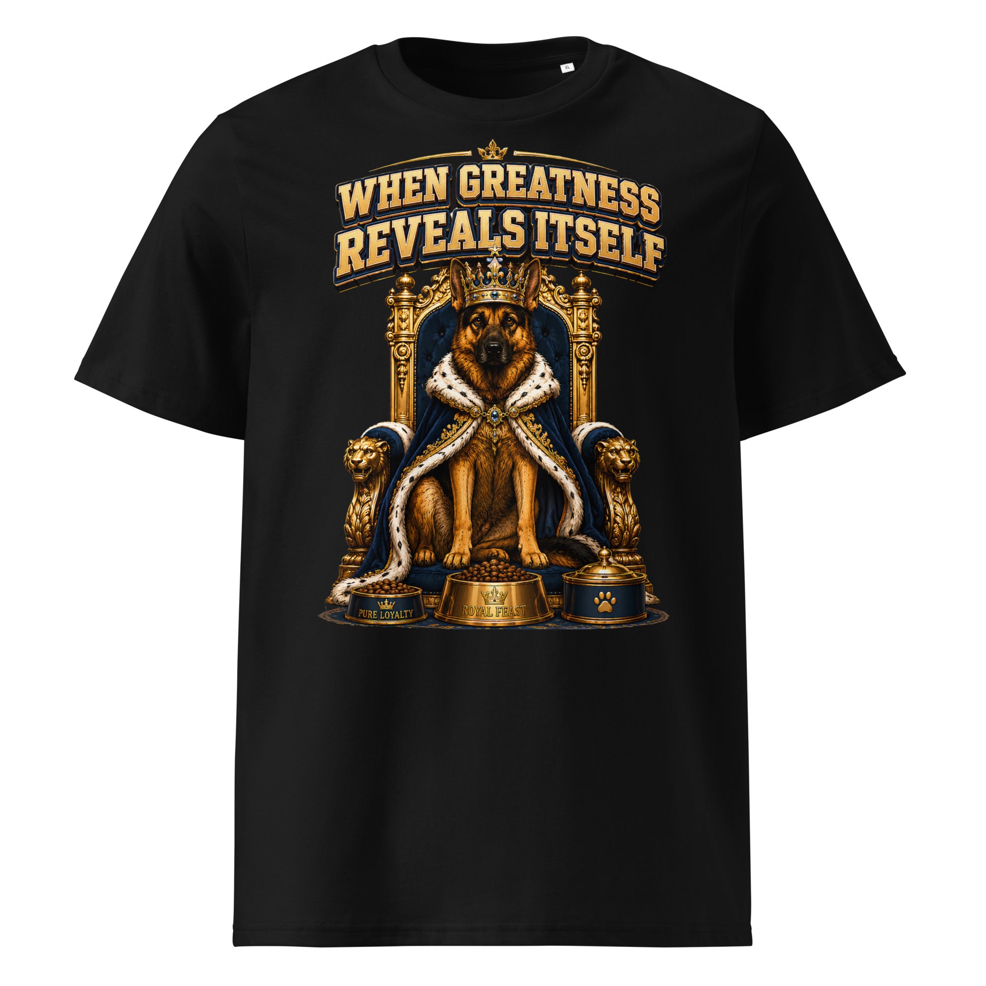 German Shepherd King Royal Greatness Organic Cotton T-Shirt by printfluence.net