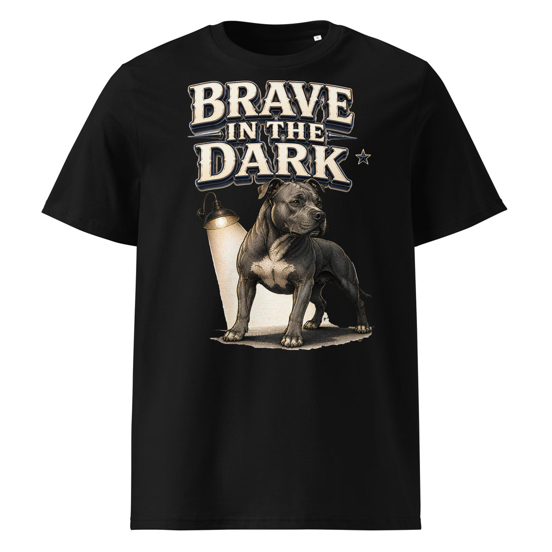 Pitbull Lovers Unisex Organic Tee - Brave In The Dark by printfluence.net