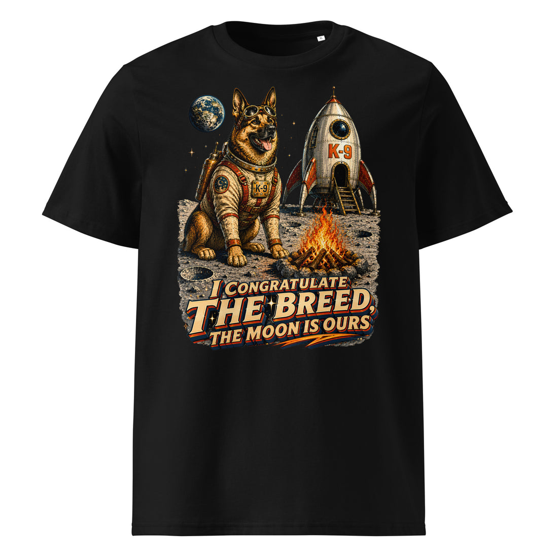 German Shepherd Lovers Unisex Organic Cotton T-Shirt | Cosmic Space Explorer Graphic Apparel by printfluence.net