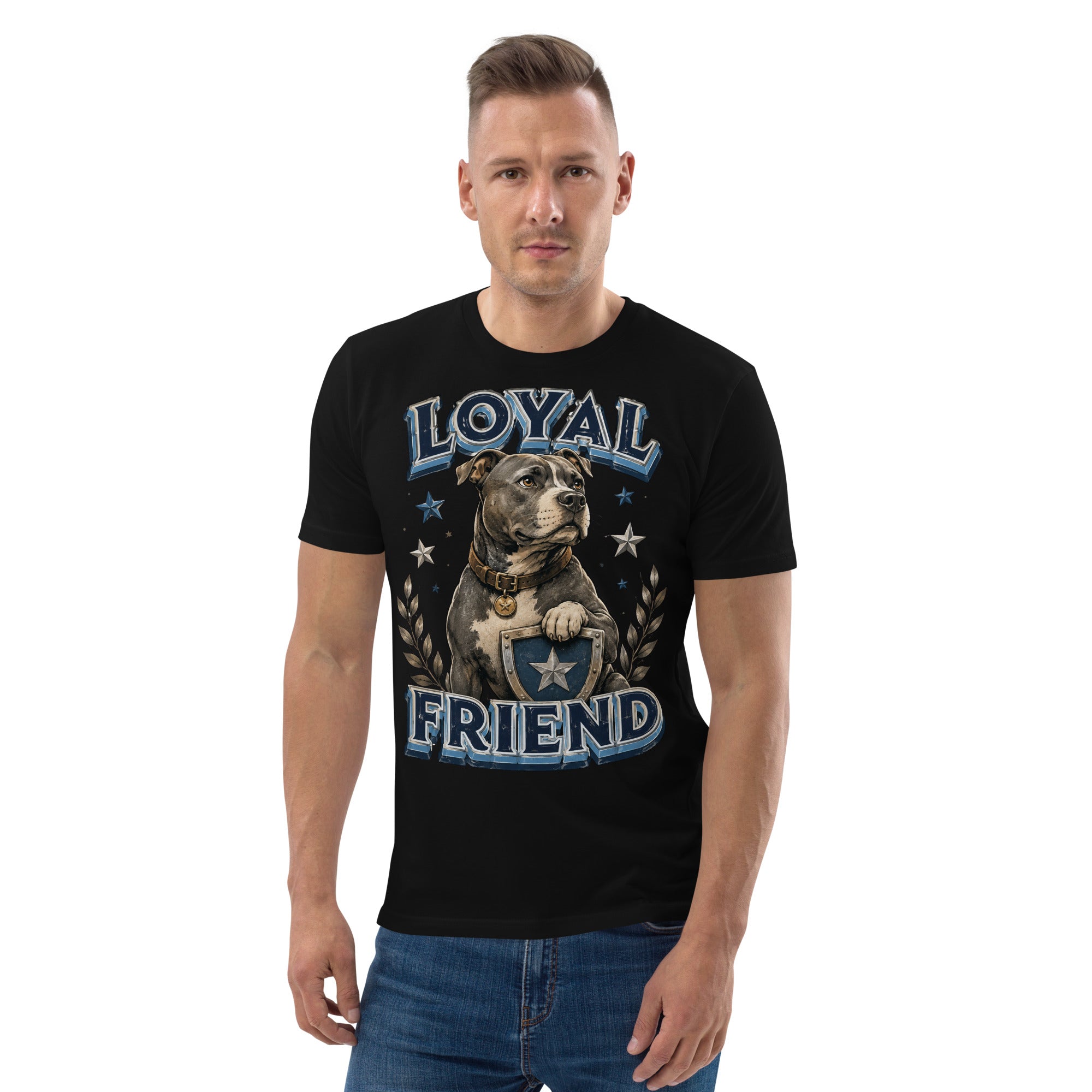 Pitbull Lovers | Unisex Organic Cotton T-Shirt - Loyal Friend by printfluence.net