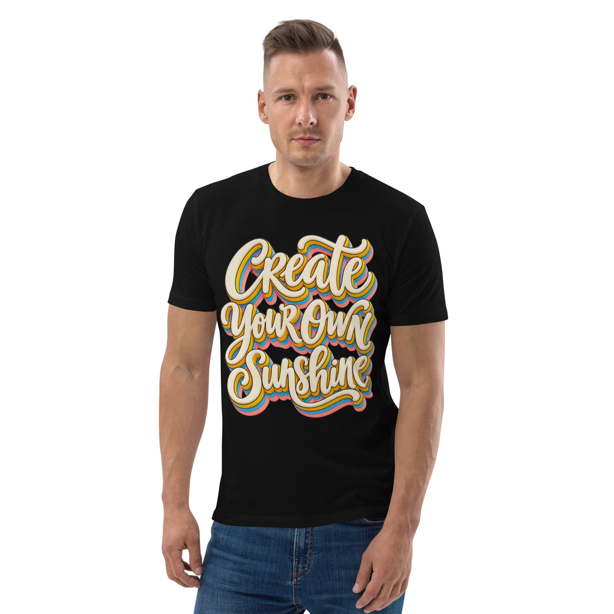 Inspirational Quotes Lovers | Unisex Organic Cotton Creator 2.0 T-Shirt — Create Your Own Sunshine by printfluence