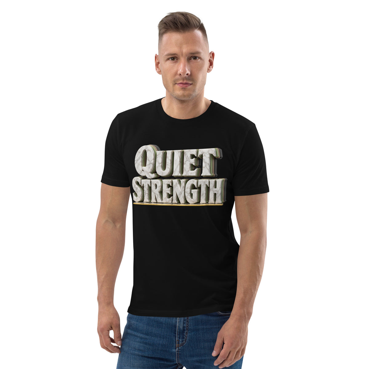 Inspirational Quotes Lovers | Unisex Organic Cotton Creator 2.0 T-Shirt — QUIET STRENGTH by printfluence