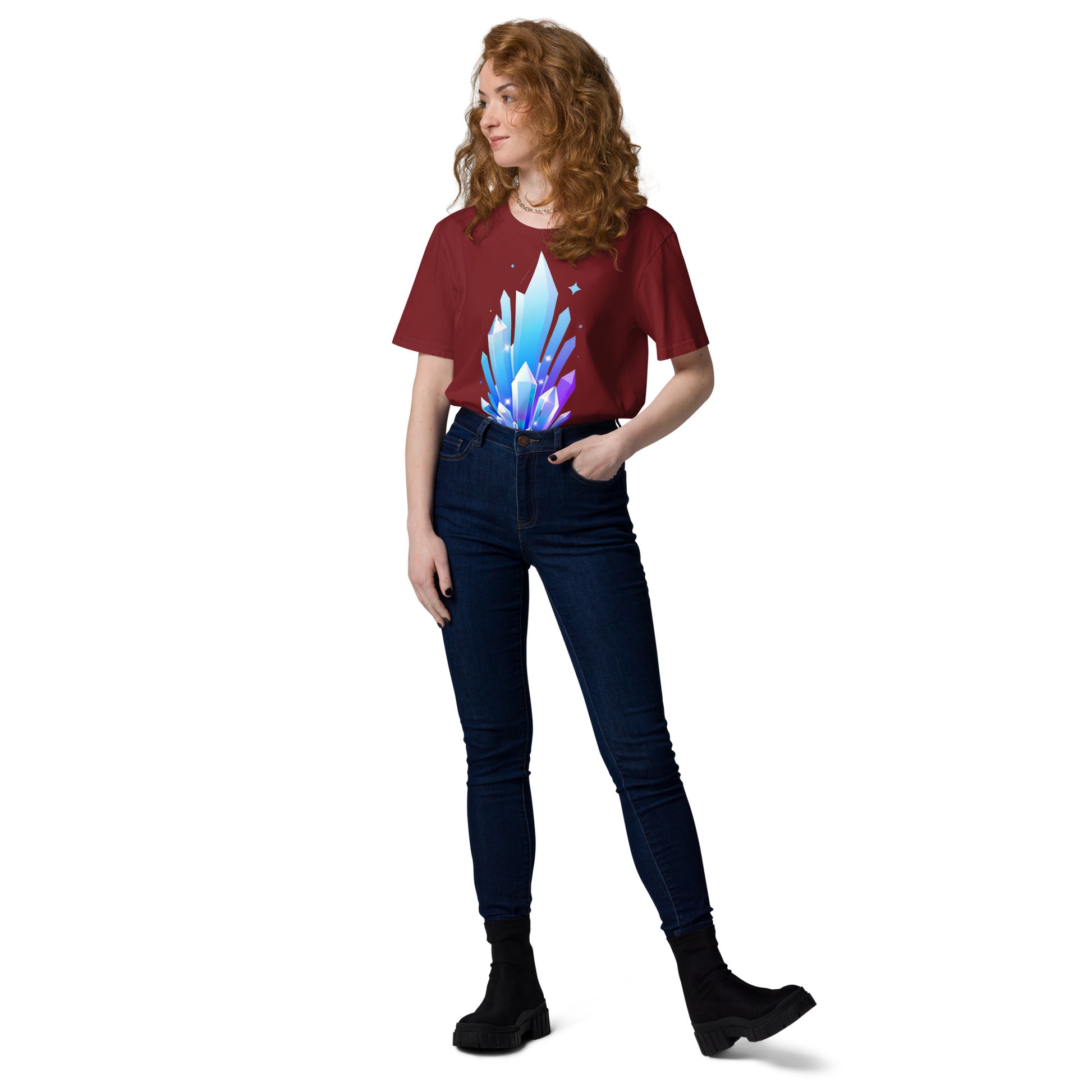 Unisex organic cotton t-shirt - Crystal Pillars Unisex Organic T-Shirt – Shiny Rising Crystals Graphic Tee by printfluence.net