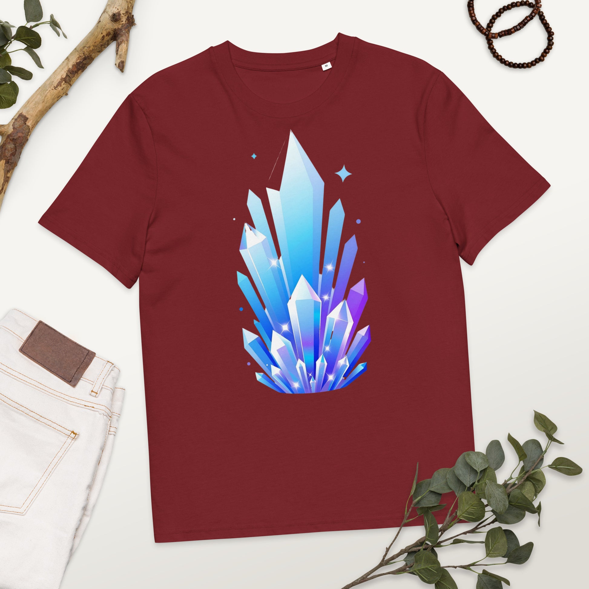 Unisex organic cotton t-shirt - Crystal Pillars Unisex Organic T-Shirt – Shiny Rising Crystals Graphic Tee by printfluence.net