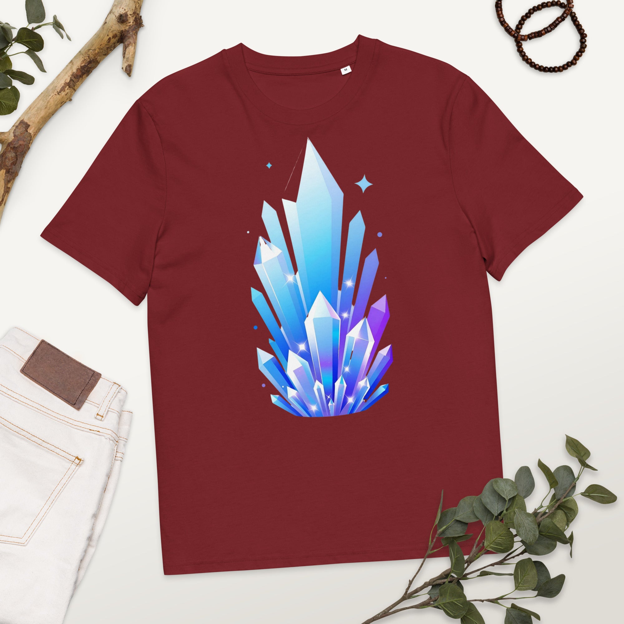 Unisex organic cotton t-shirt - Crystal Pillars Unisex Organic T-Shirt – Shiny Rising Crystals Graphic Tee by printfluence.net