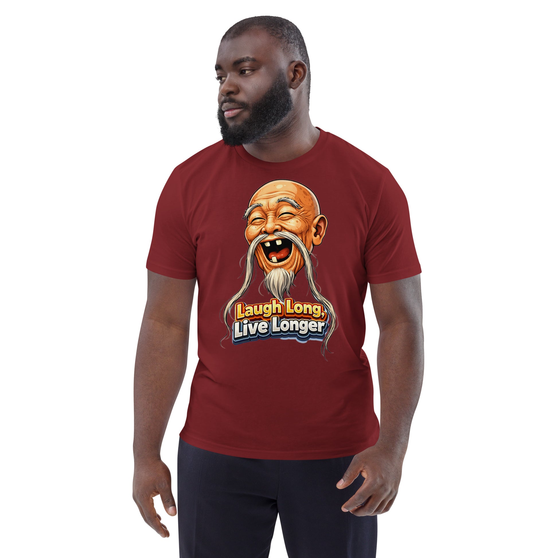 Unisex Organic Cotton Creator 2.0 T-Shirt - Wise Joy: Unisex Organic Cotton T-Shirt - Laugh Long Live Longer Graphic Tee by printfluence.net
