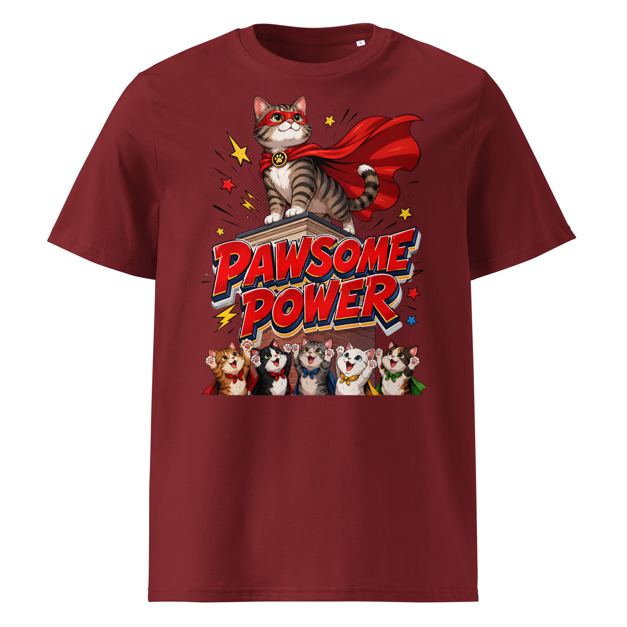 Unisex T-Shirt - Elite Pawsome Power Superhero Cat - Premium Luxury Retro Comic Design by printfluence.net