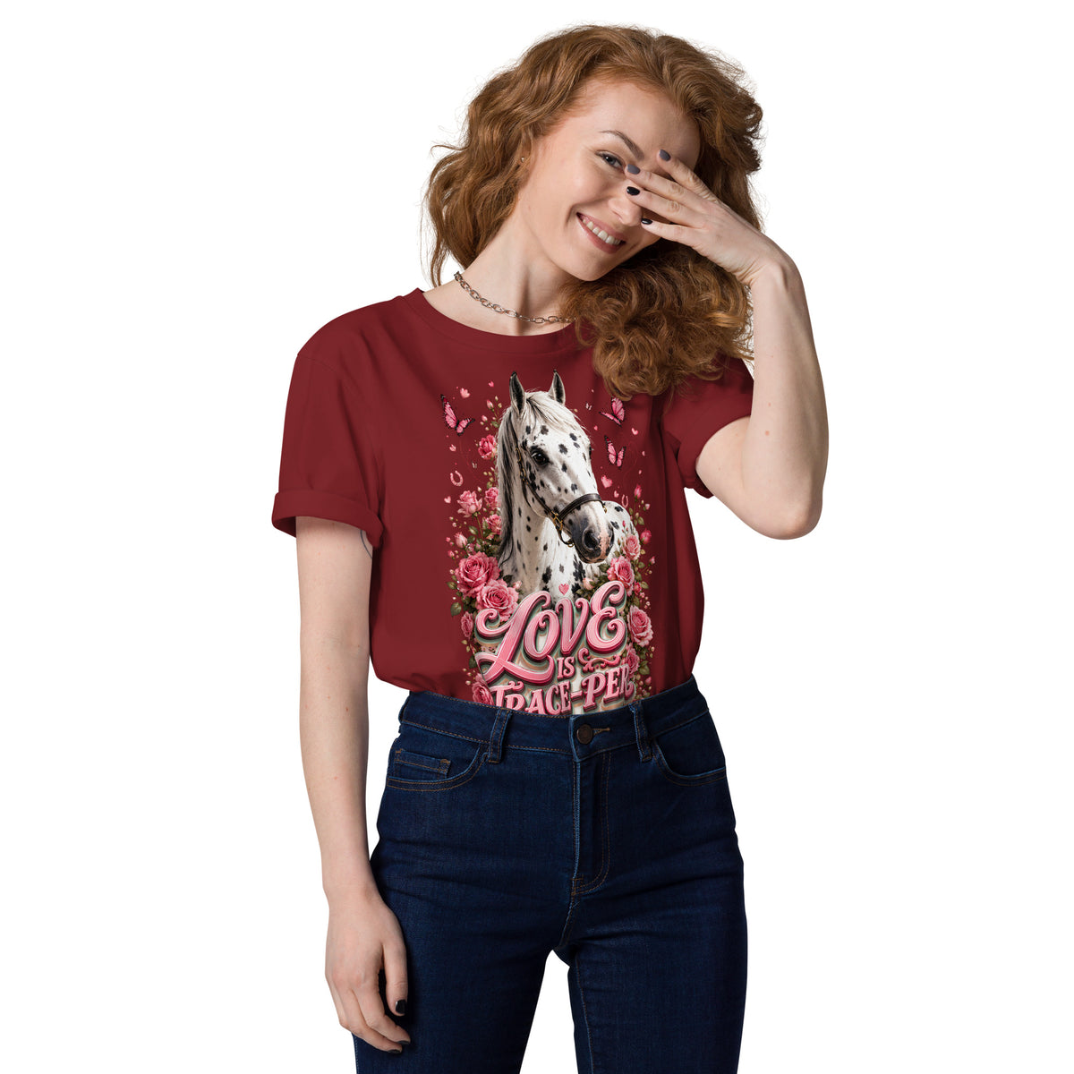 Horse Lovers: Appaloosa Floral Heart - Organic Cotton Tee by printfluence.net
