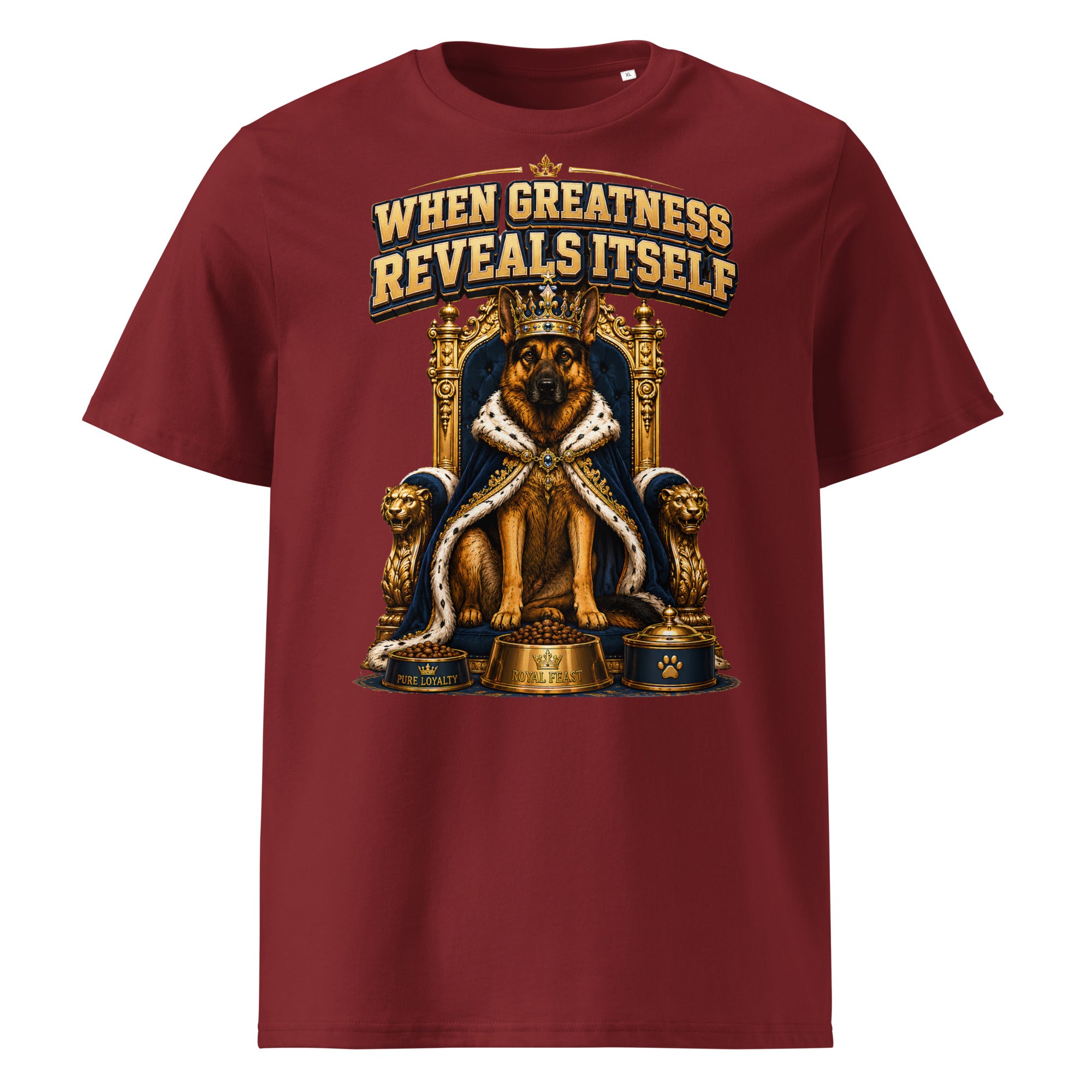 German Shepherd King Royal Greatness Organic Cotton T-Shirt by printfluence.net