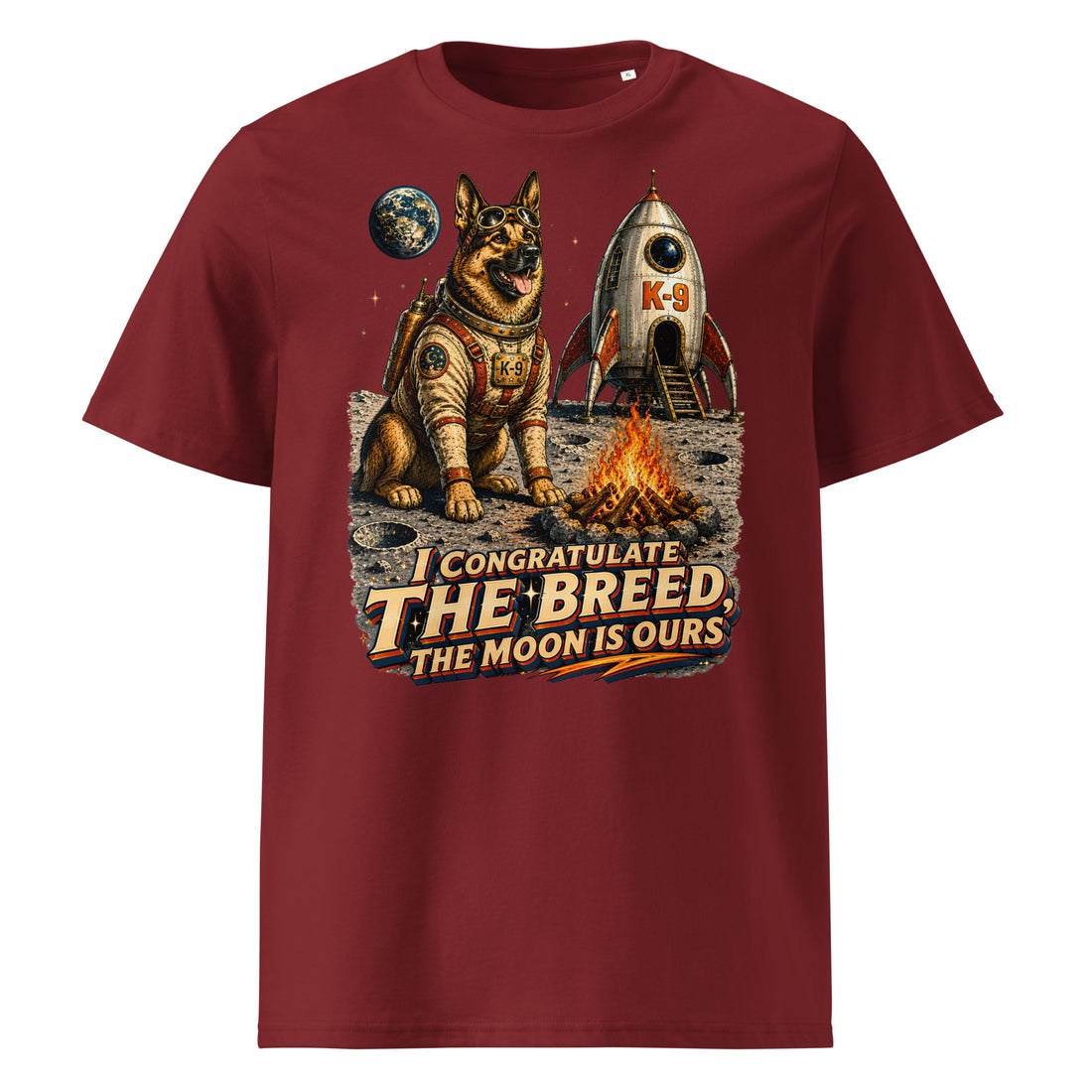 German Shepherd Lovers Unisex Organic Cotton T-Shirt | Cosmic Space Explorer Graphic Apparel by printfluence.net