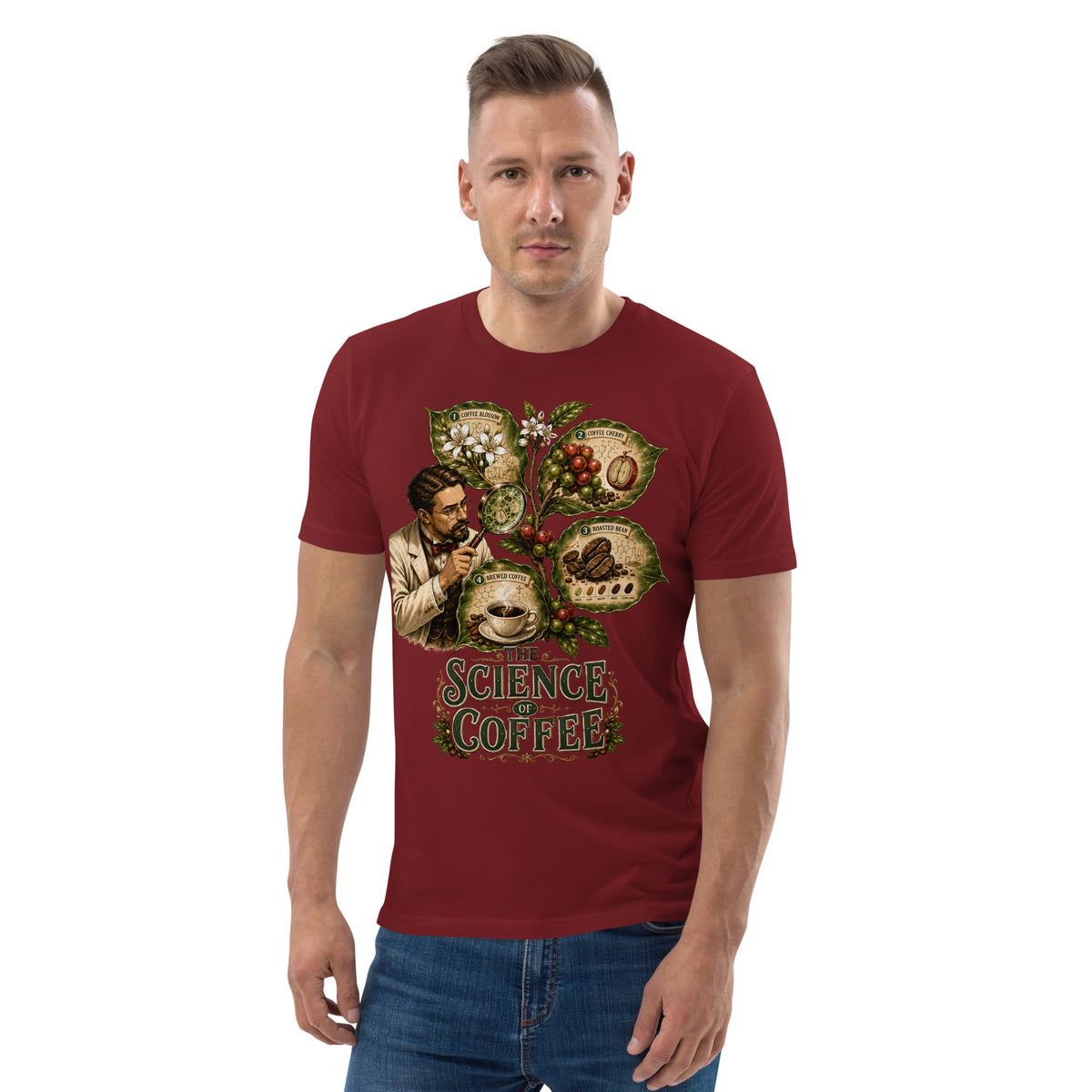 Coffee Lovers Unisex Organic Cotton T-shirt The Science of Coffee – Educational Botanical Graphic Tee by printfluence.net