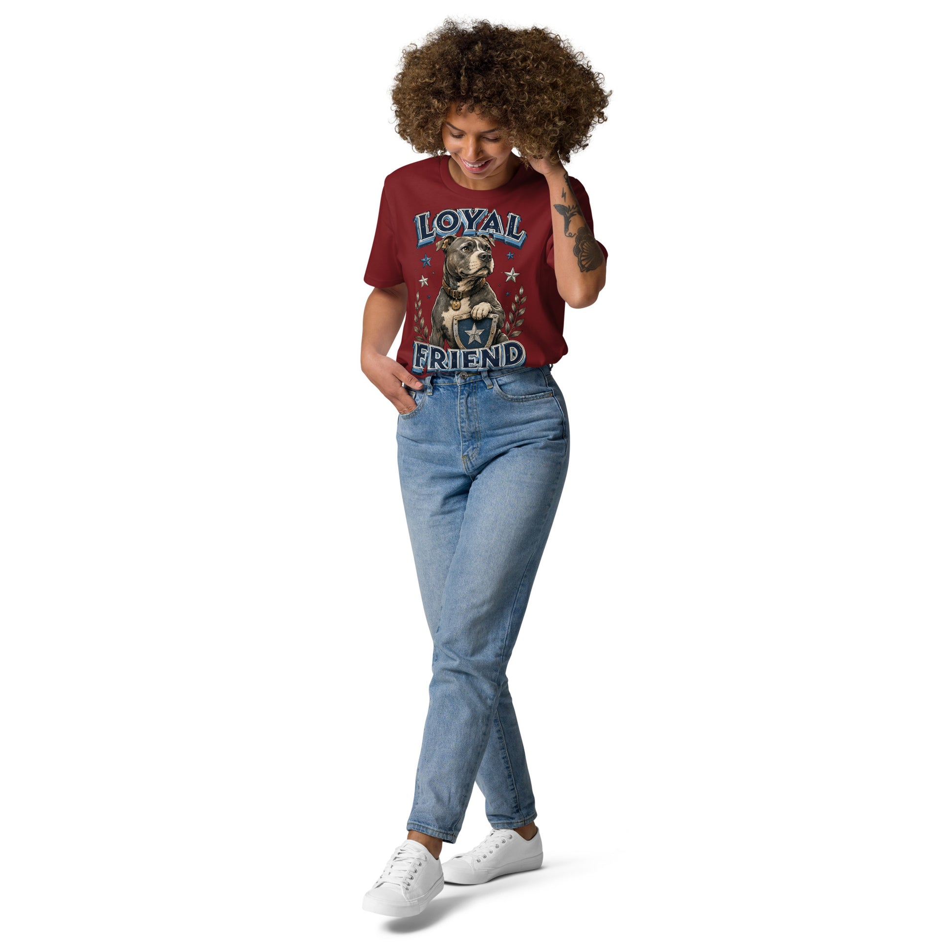 Pitbull Lovers | Unisex Organic Cotton T-Shirt - Loyal Friend by printfluence.net