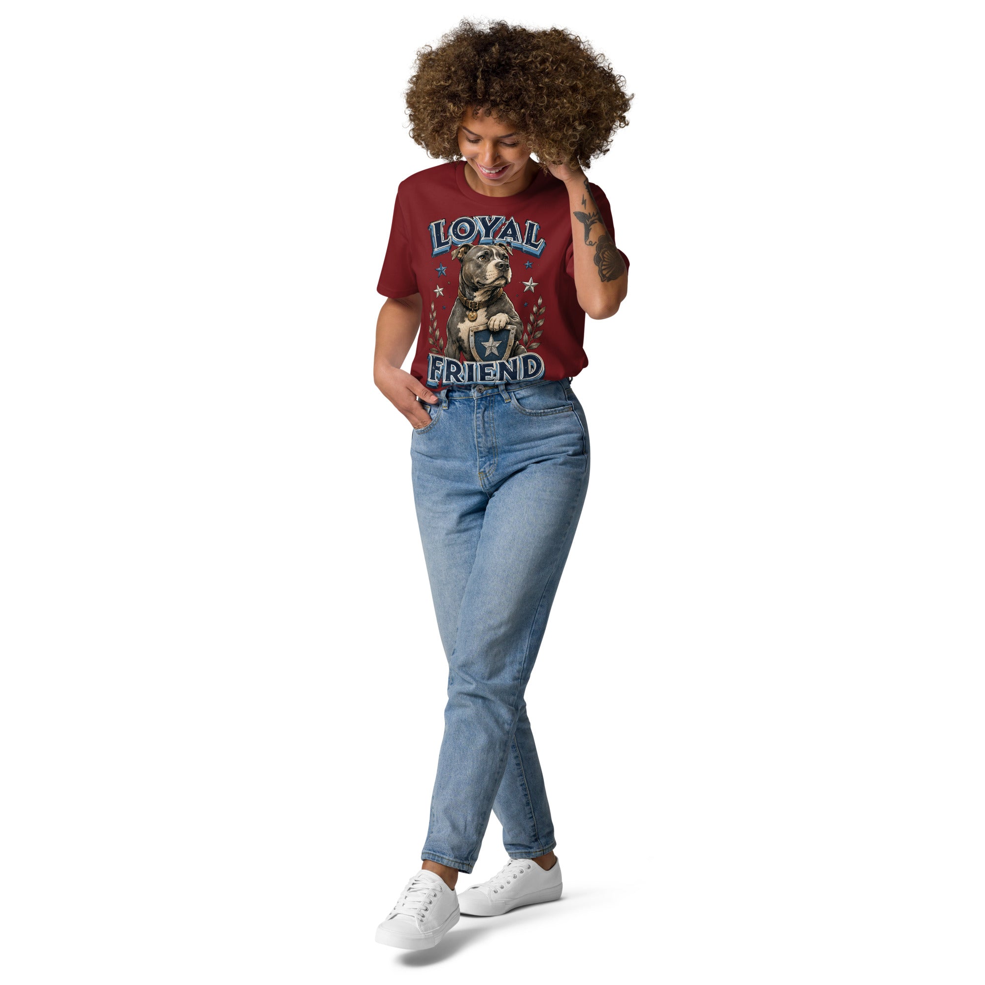 Pitbull Lovers | Unisex Organic Cotton T-Shirt - Loyal Friend by printfluence.net