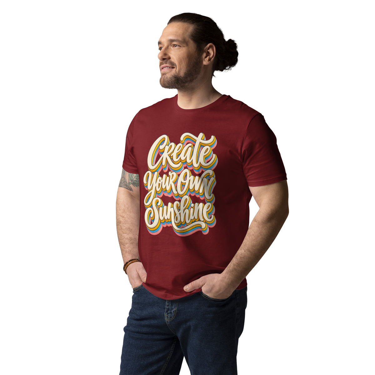 Inspirational Quotes Lovers | Unisex Organic Cotton Creator 2.0 T-Shirt — Create Your Own Sunshine by printfluence