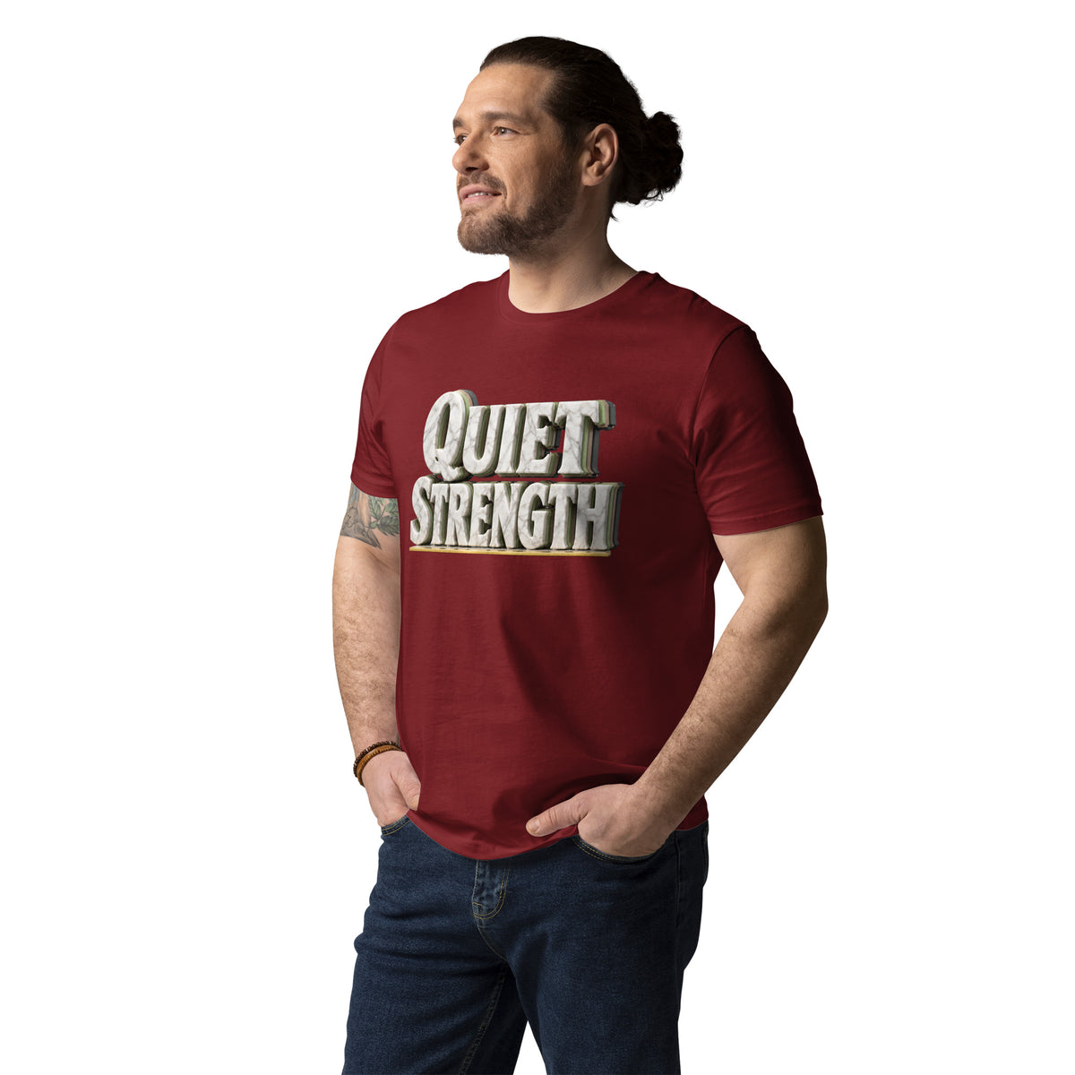 Inspirational Quotes Lovers | Unisex Organic Cotton Creator 2.0 T-Shirt — QUIET STRENGTH by printfluence