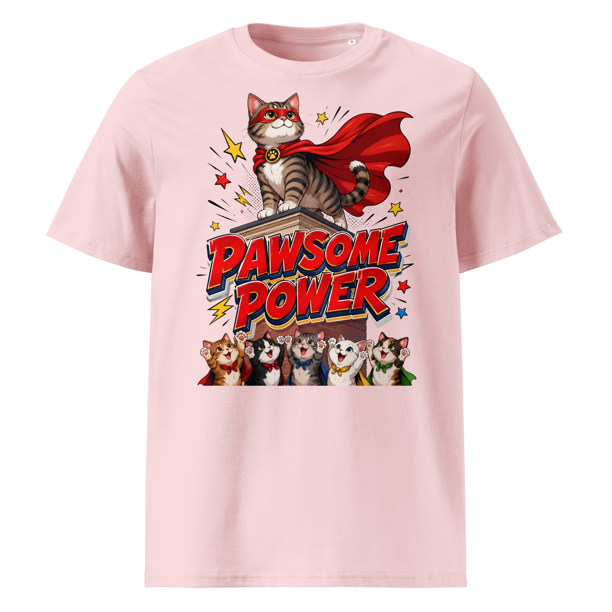 Unisex T-Shirt - Elite Pawsome Power Superhero Cat - Premium Luxury Retro Comic Design by printfluence.net