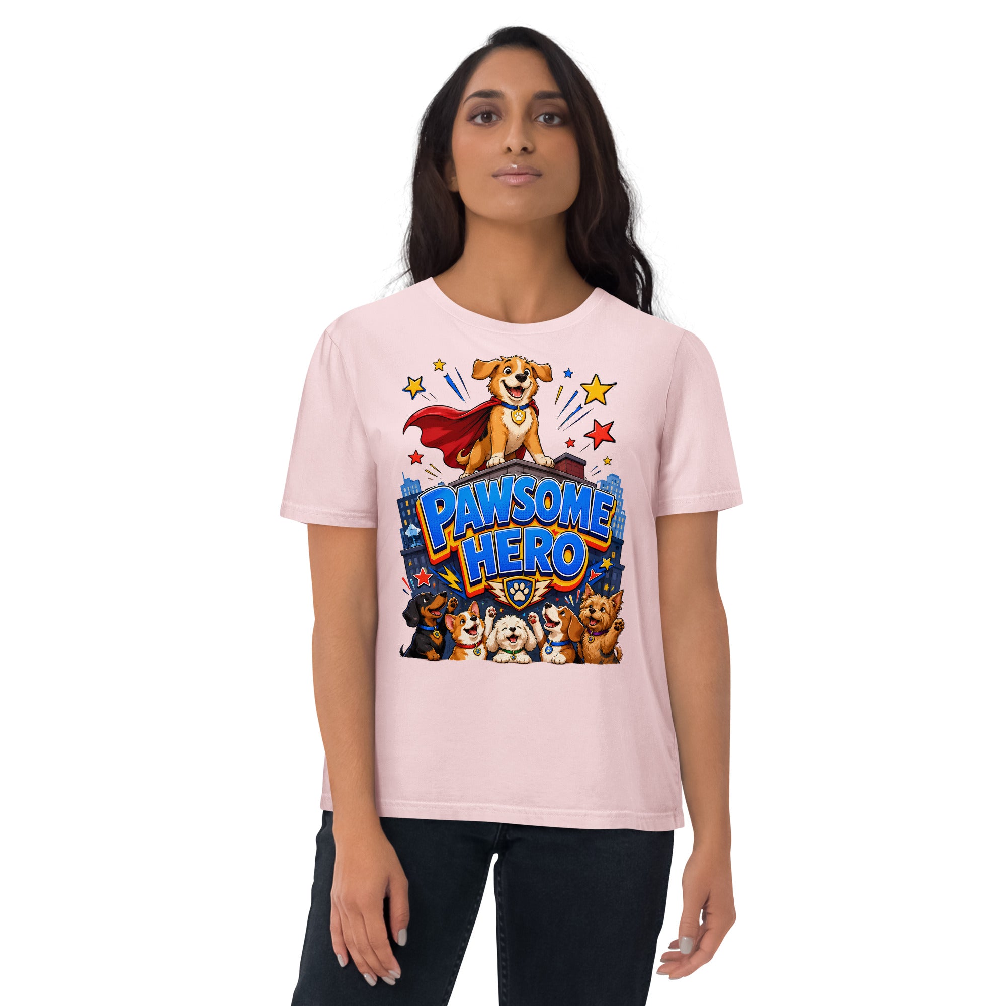 Elite Pawsome Hero - Premium Luxury Organic Cotton Dog Lovers T-Shirt by printfluence.net
