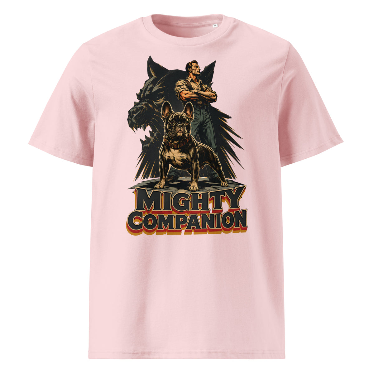Mighty Companion Frenchie Tee - Organic French Bulldog Lovers T-Shirt T-15 by printfluence.net